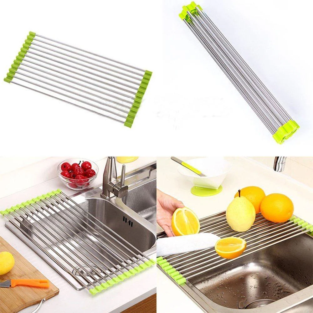 Foldable Drain Rack Kitchen Sink Roll up Dish Drying Rack Portable Dish Rack - Image 6