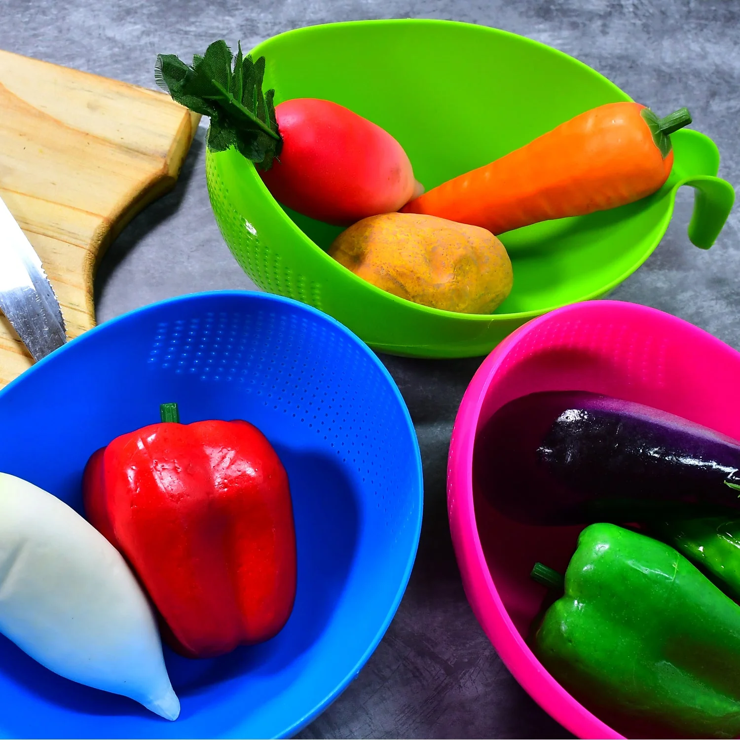 Plastic Rice Bowl / Food Strainer Thick Drain Basket (set of 3pcs) - Image 7