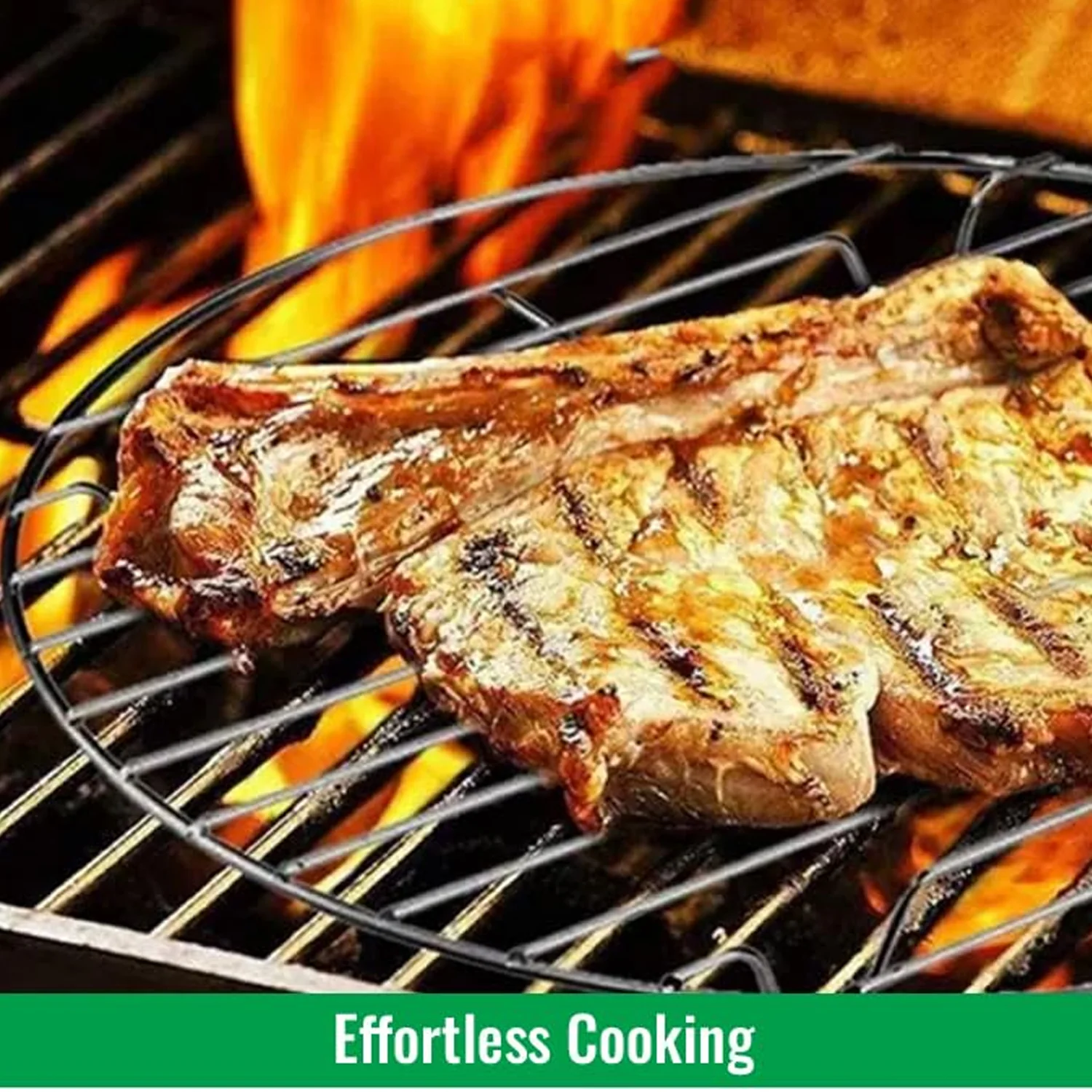 Kitchen Square Stainless Steel Roaster Jali, Barbecue Grill with Wooden Handle - Image 3