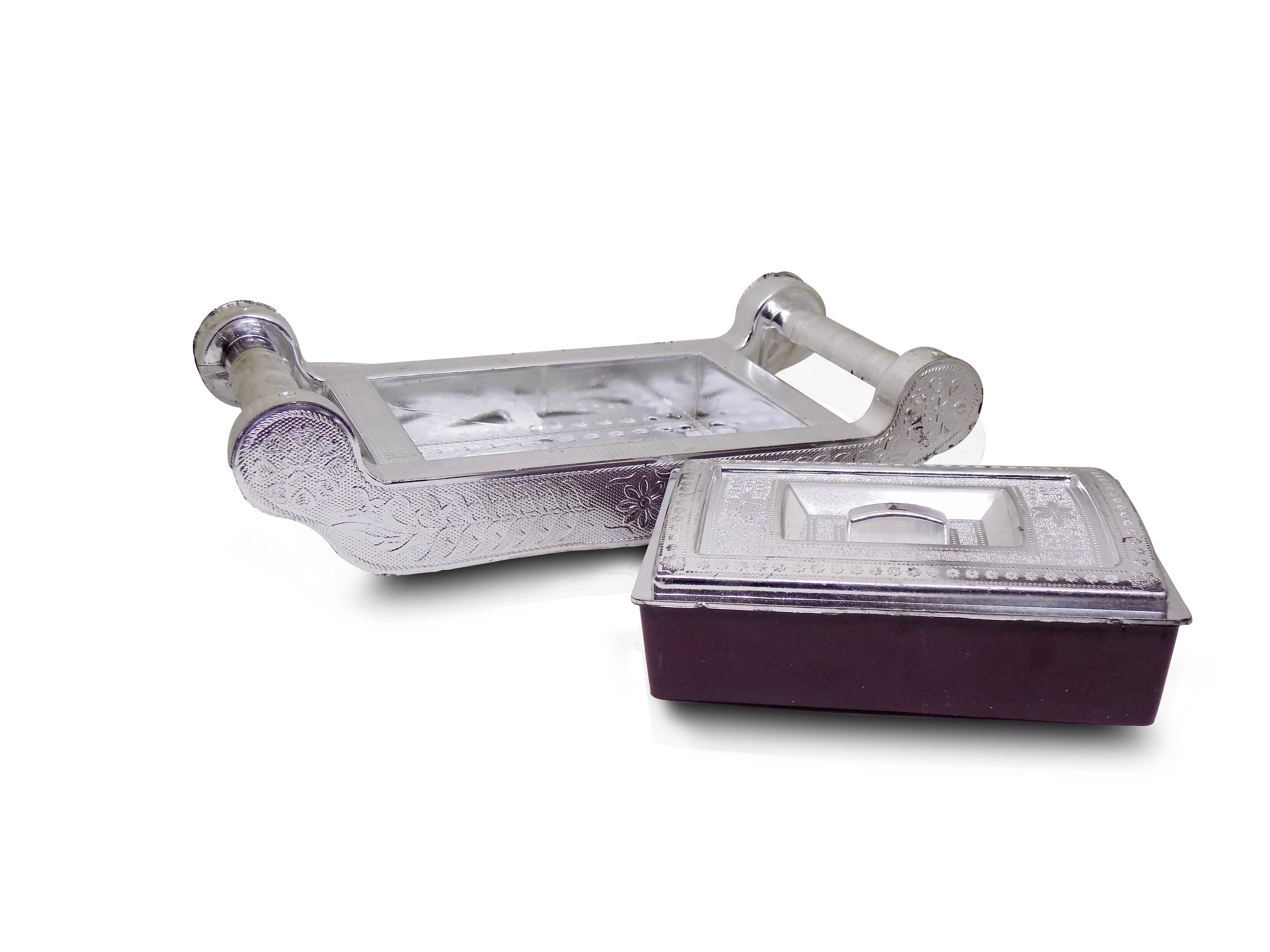 Multipurpose 4 Section Royal Design Silver Storage / Gift Box - Image 2