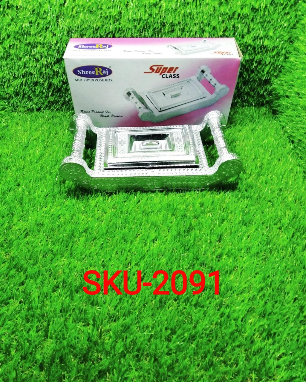 Multipurpose 4 Section Royal Design Silver Storage / Gift Box - Image 5