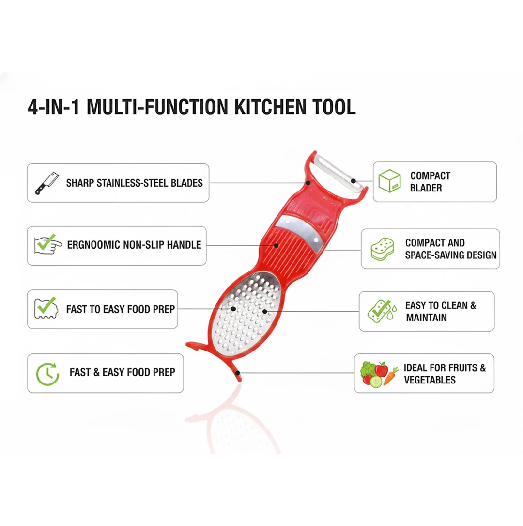 4 in 1 Multi Purpose Vegetable Peeler / Slicer / Grater / Cutter - Image 2