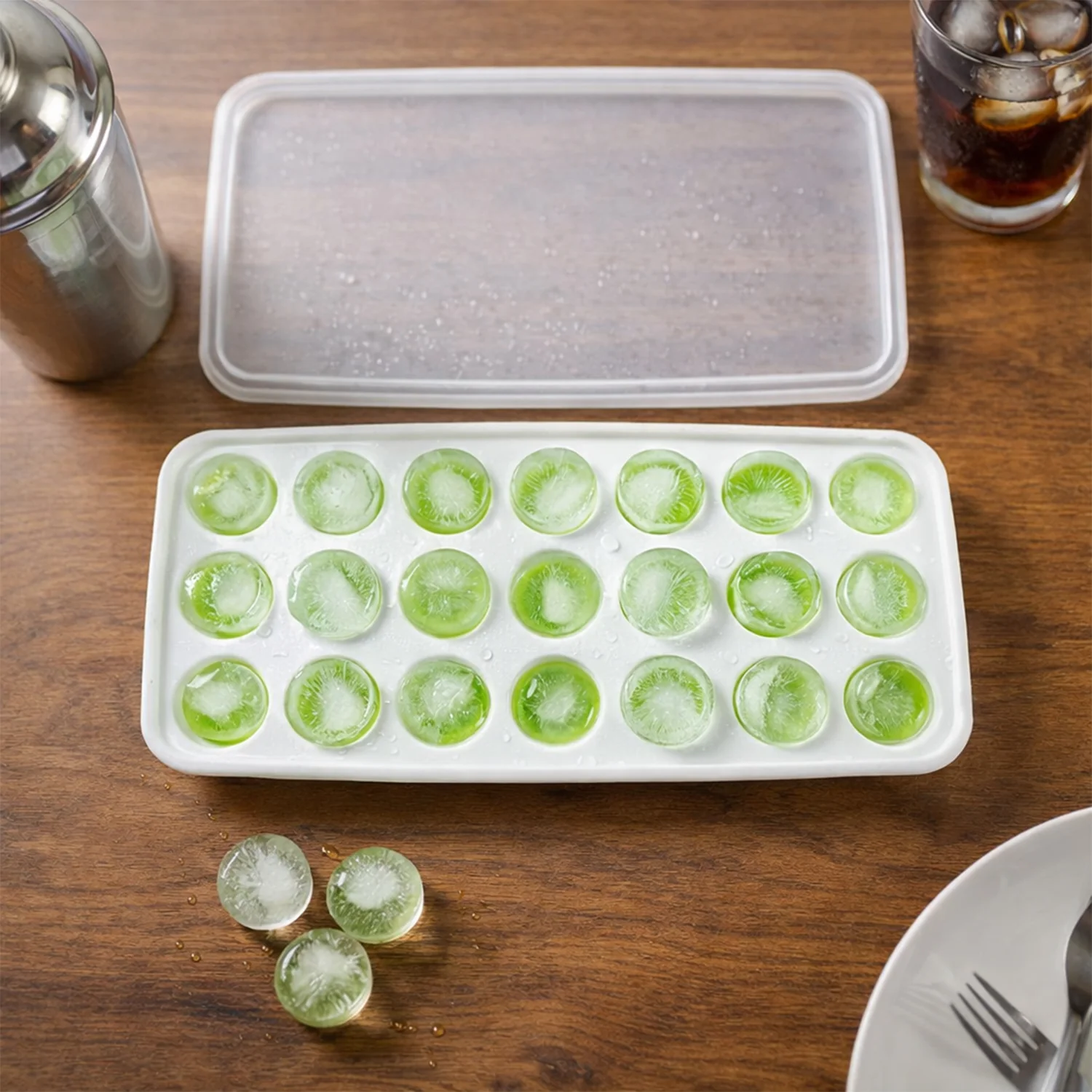 21 Grid Plastic Round Pop Ice Cube Tray with Lid (1 Pc) - Image 5