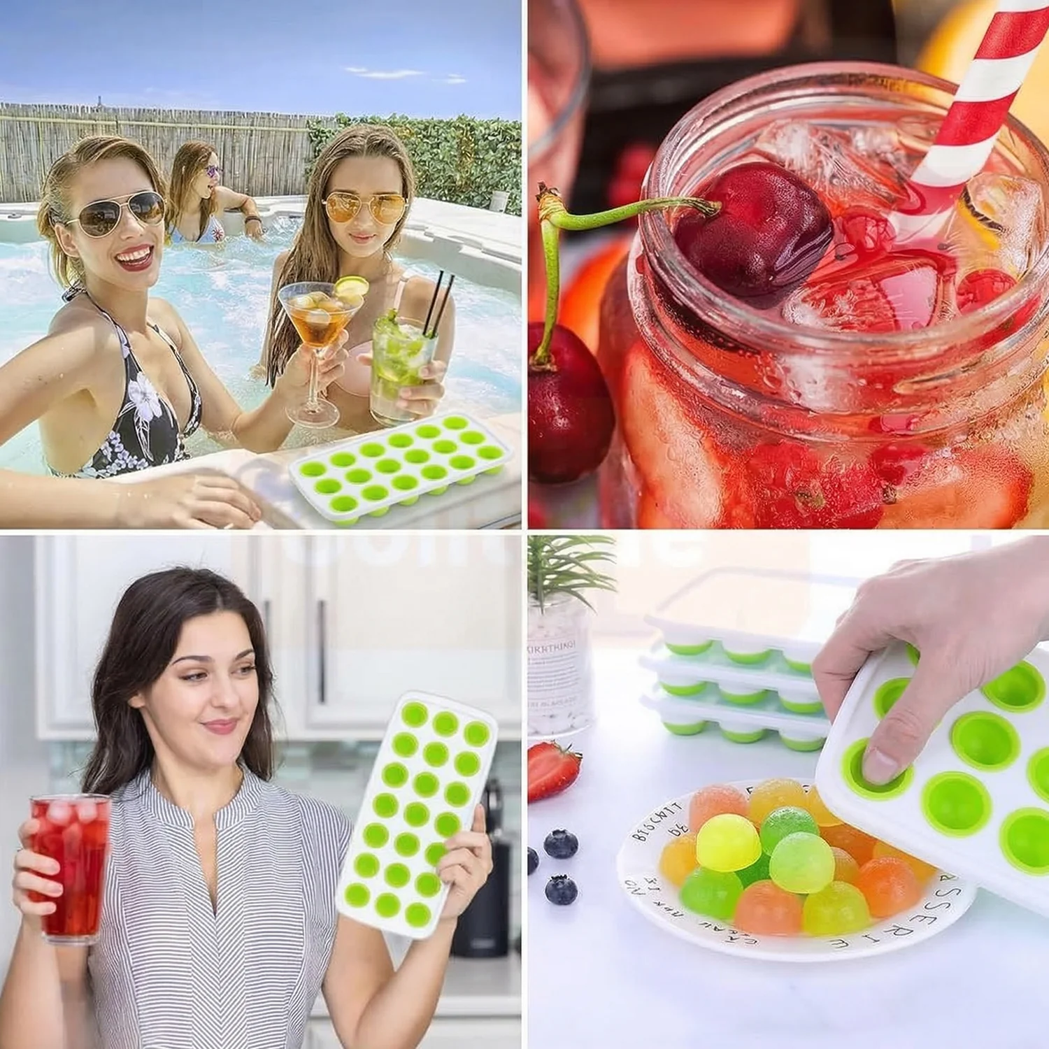 21 Grid Plastic Round Pop Ice Cube Tray with Lid (1 Pc) - Image 7