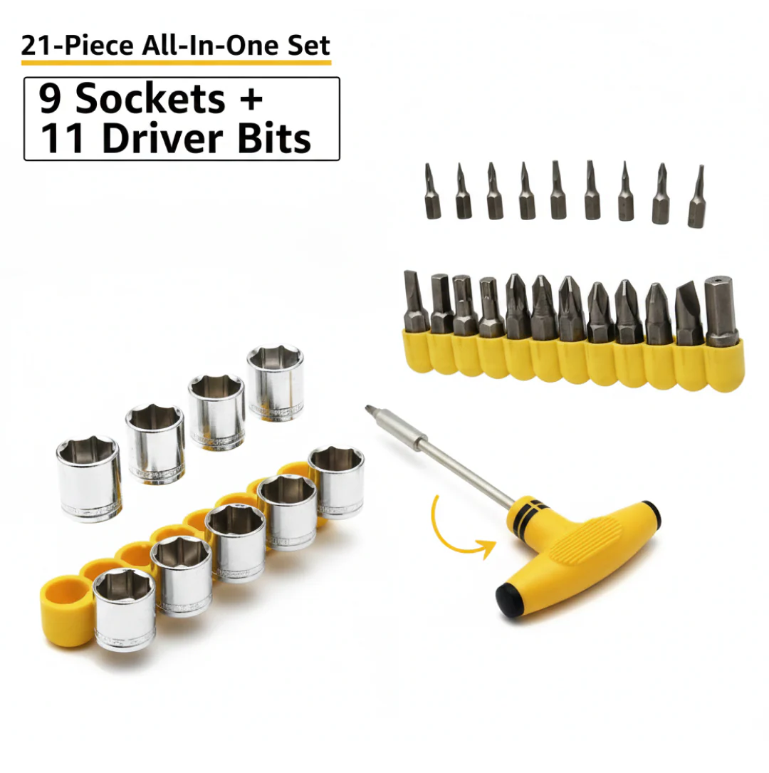 21 pcs T shape screwdriver set Batch Head Ratchet Pawl Socket Spanner hand tools - Image 5