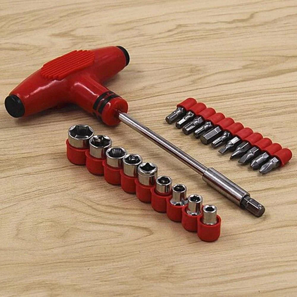 21 pcs T shape screwdriver set Batch Head Ratchet Pawl Socket Spanner hand tools - Image 8