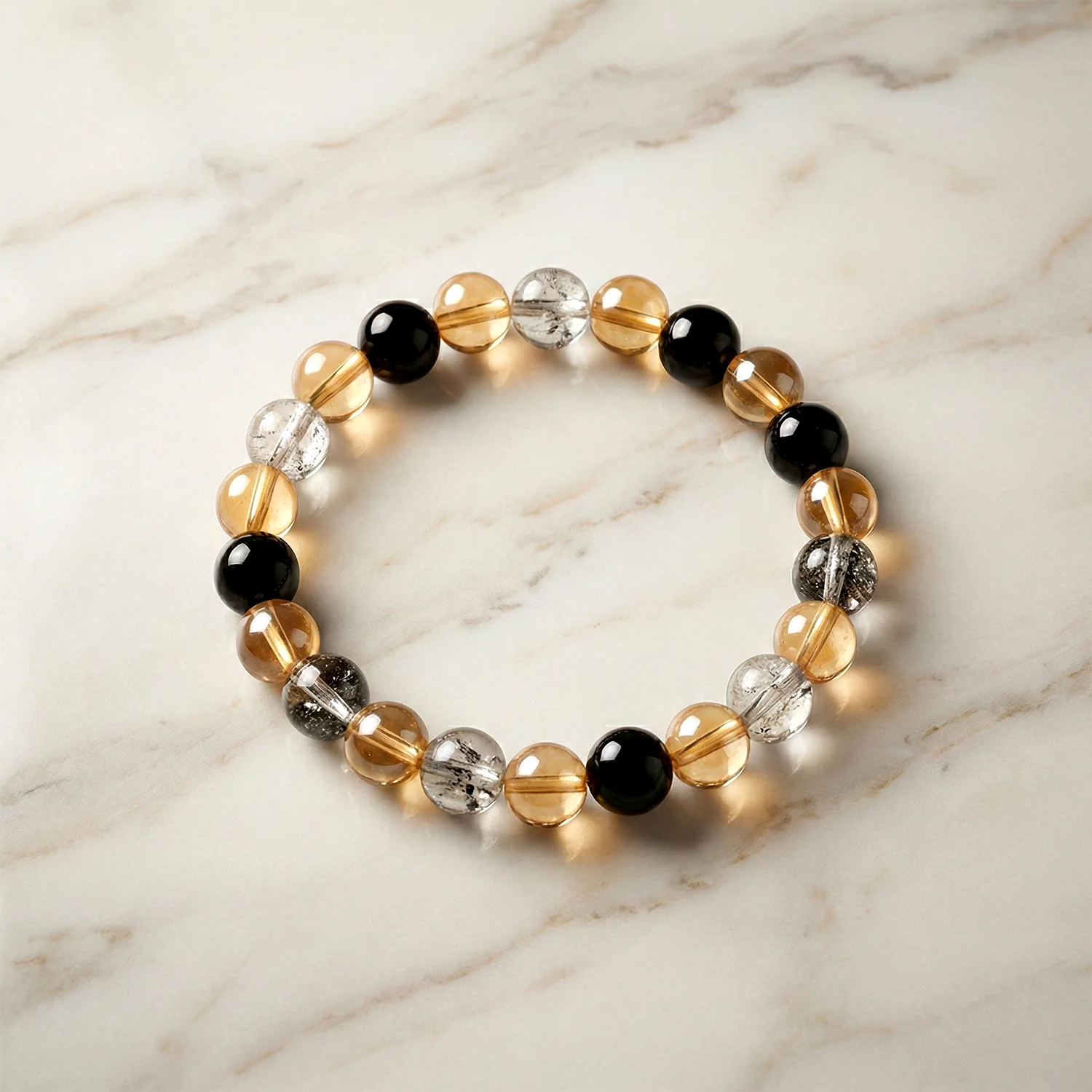 Elegant Dual-Tone Crystal Beaded Stretch Bracelet (1 Pc) - Image 3