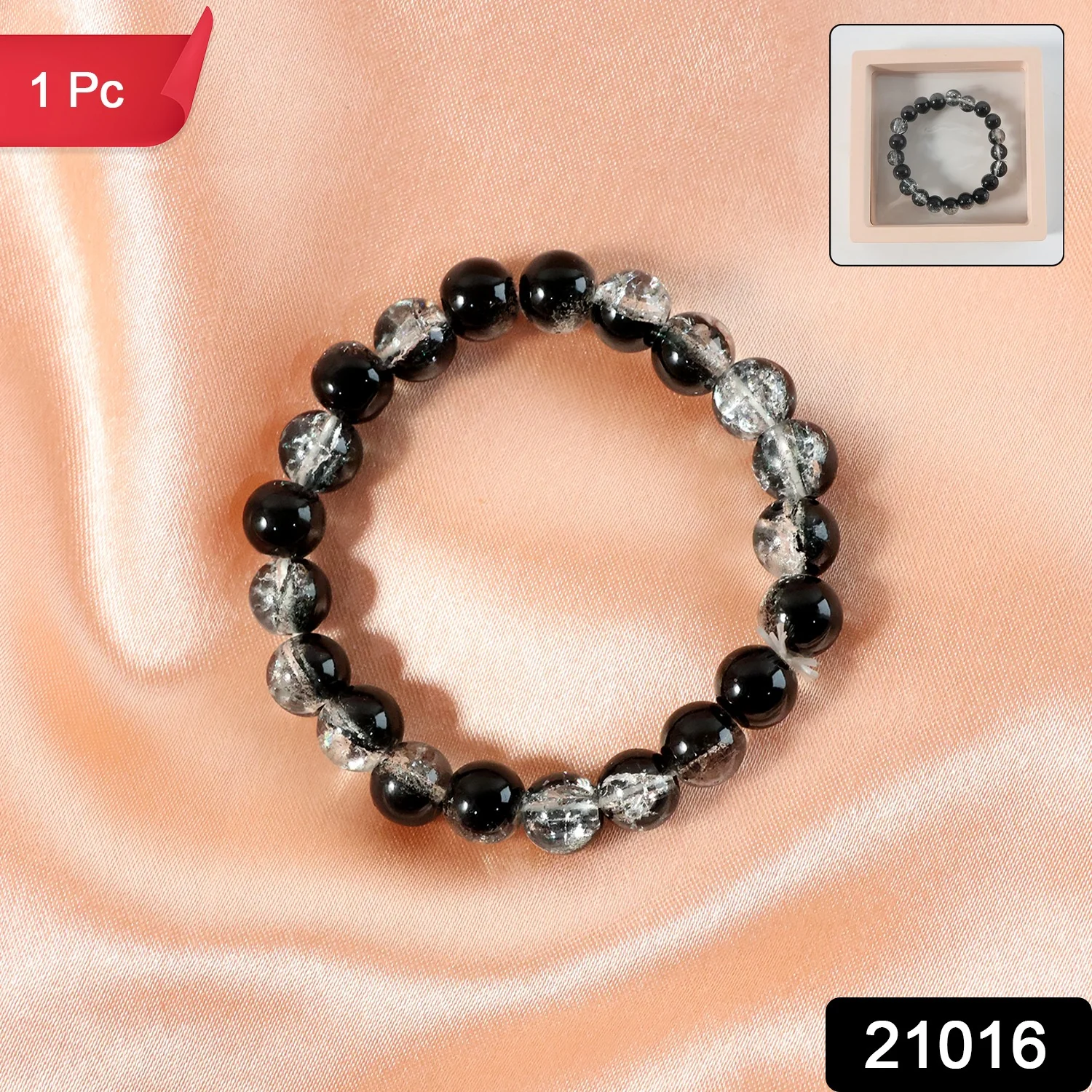 Elegant Dual-Tone Crystal Beaded Stretch Bracelet (1 Pc) - Image 2