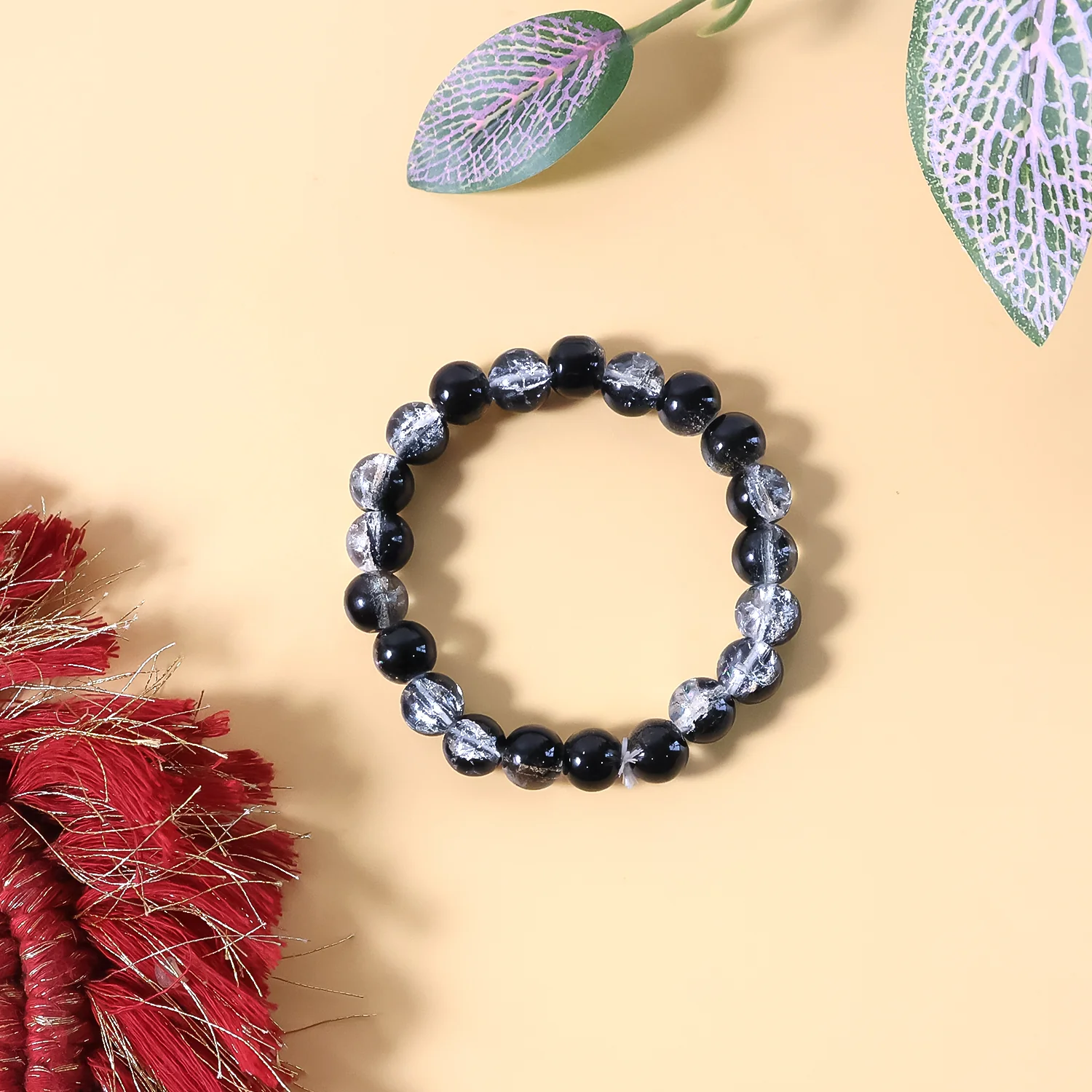 Elegant Dual-Tone Crystal Beaded Stretch Bracelet (1 Pc) - Image 3