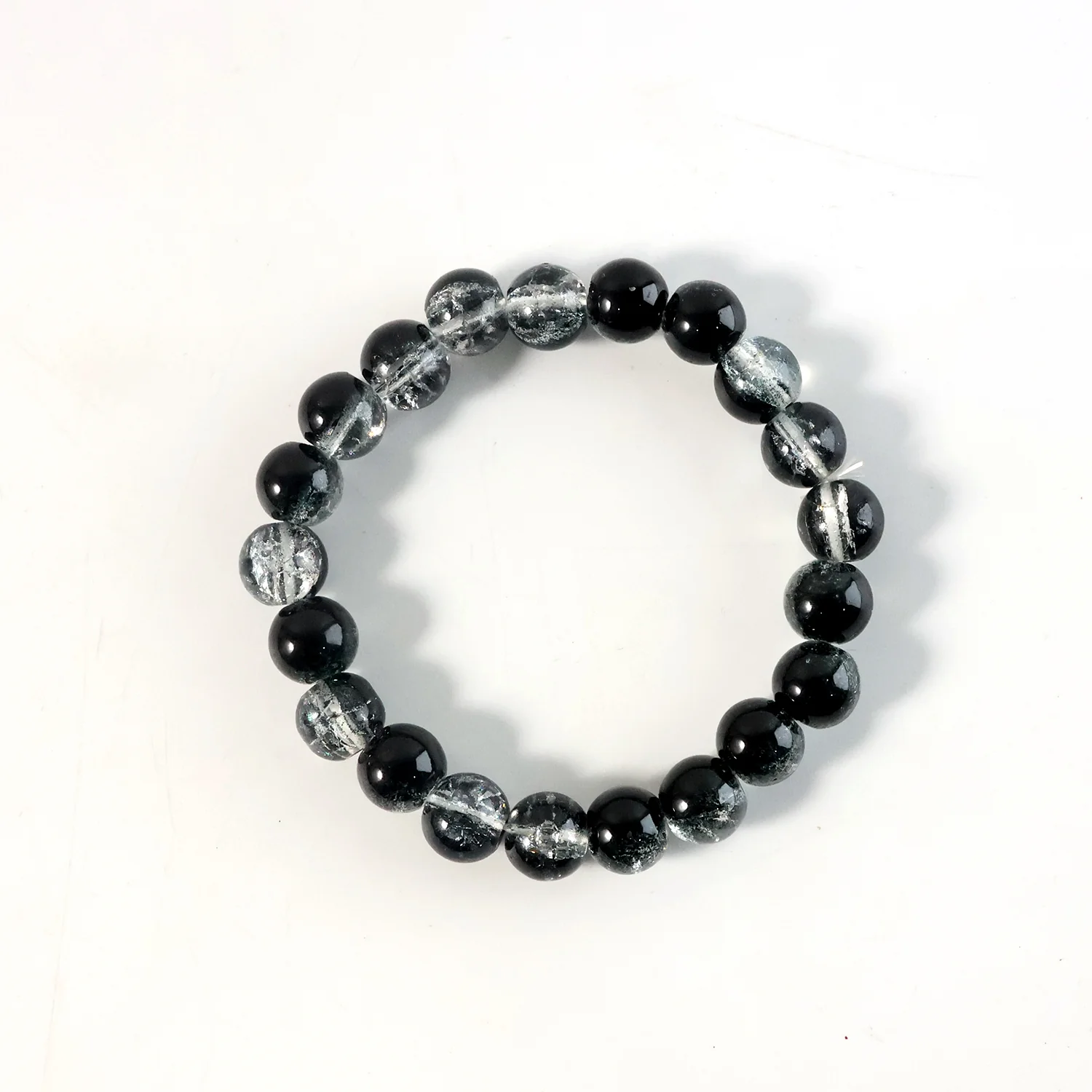 Elegant Dual-Tone Crystal Beaded Stretch Bracelet (1 Pc) - Image 5