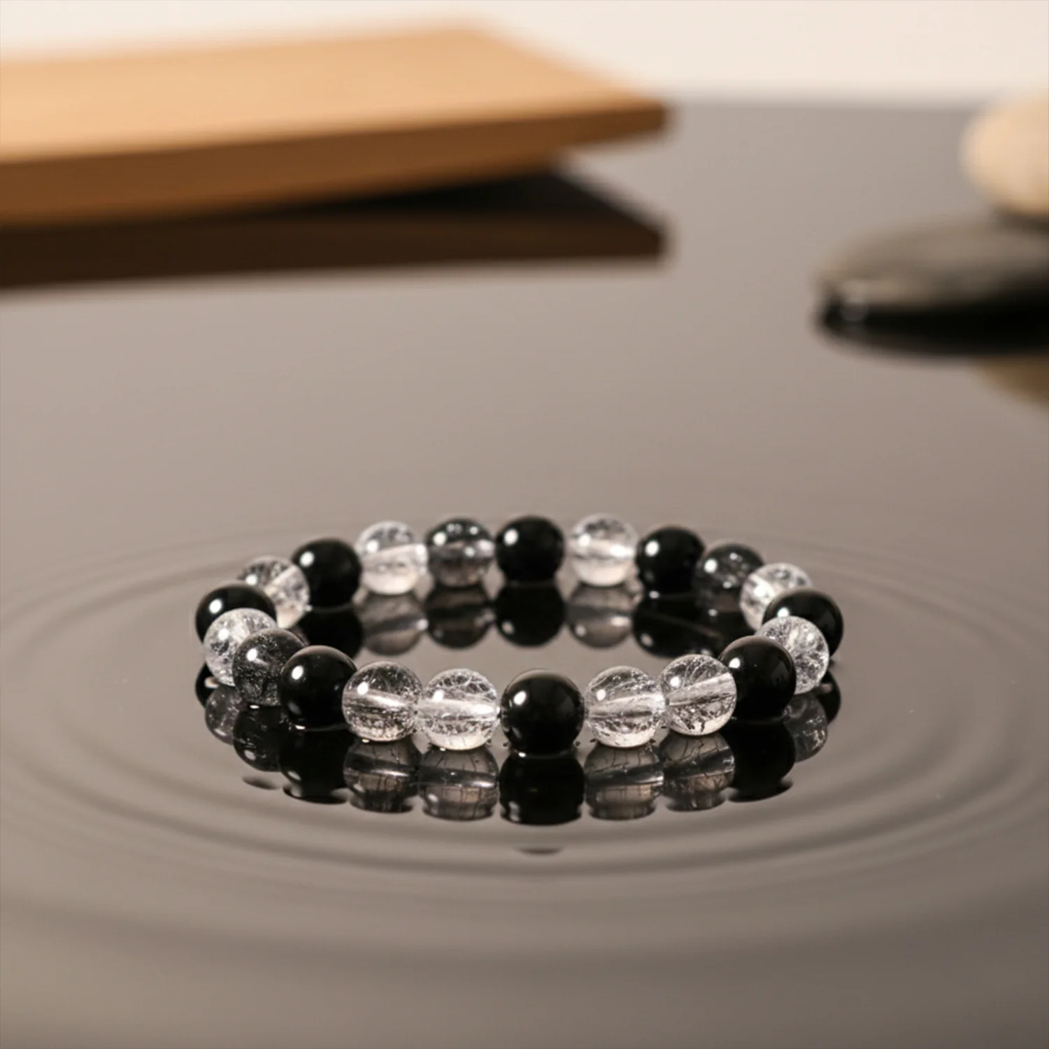 Elegant Dual-Tone Crystal Beaded Stretch Bracelet (1 Pc) - Image 6