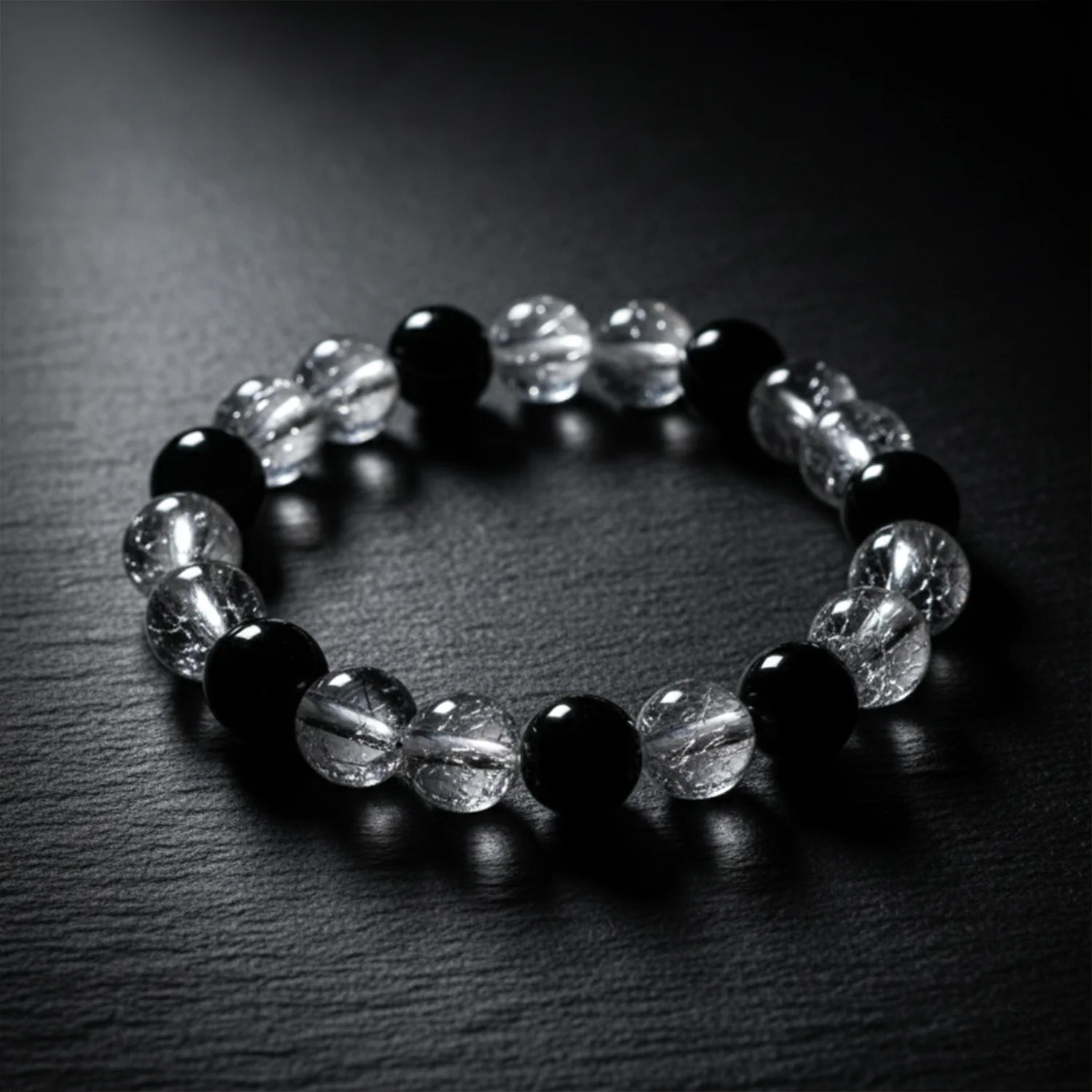 Elegant Dual-Tone Crystal Beaded Stretch Bracelet (1 Pc) - Image 7