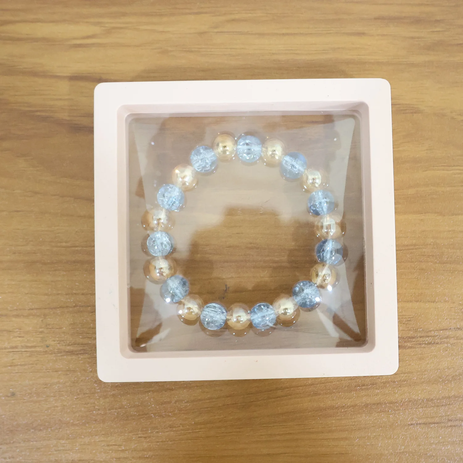 Elegant Dual-Tone Crystal Beaded Stretch Bracelet (1 Pc) - Image 8