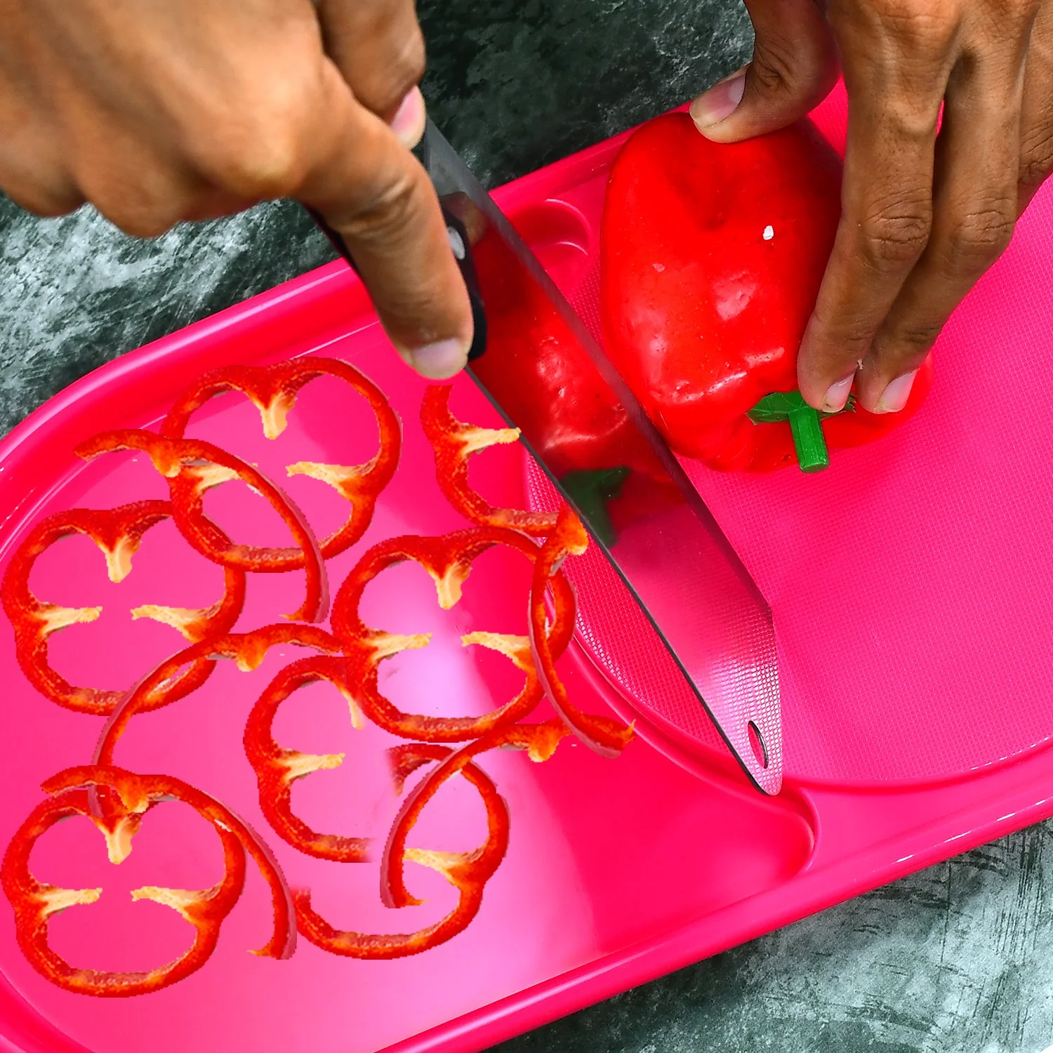 Plastic Kitchen Chopping Board with Tray – Convenient for Food Prep and Storage - Image 6