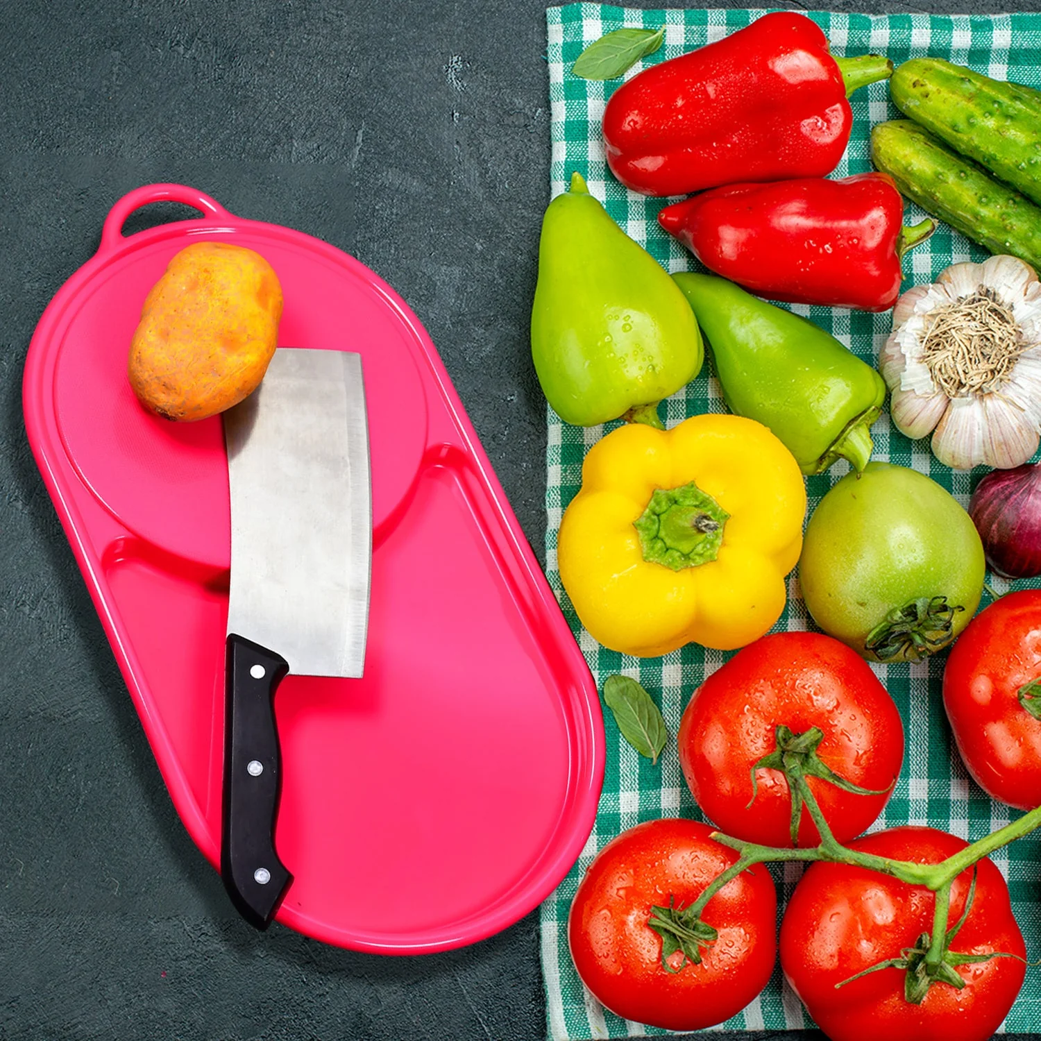 Plastic Kitchen Chopping Board with Tray – Convenient for Food Prep and Storage - Image 7