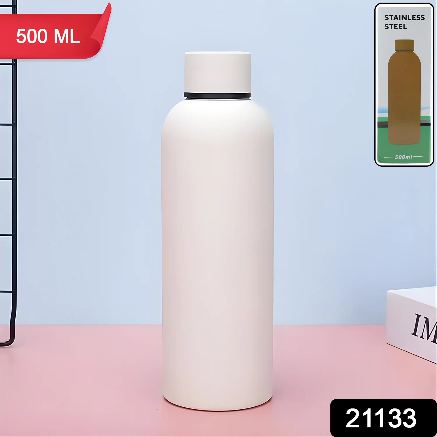 Stainless Steel Double Wall Vacuum-Insulated Drink Water (White / 500 ML Approx) - Image 2