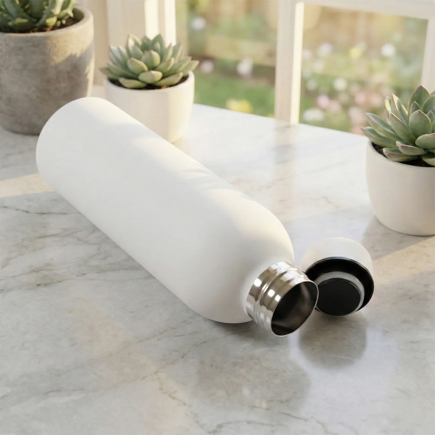 Stainless Steel Double Wall Vacuum-Insulated Drink Water (White / 500 ML Approx) - Image 3