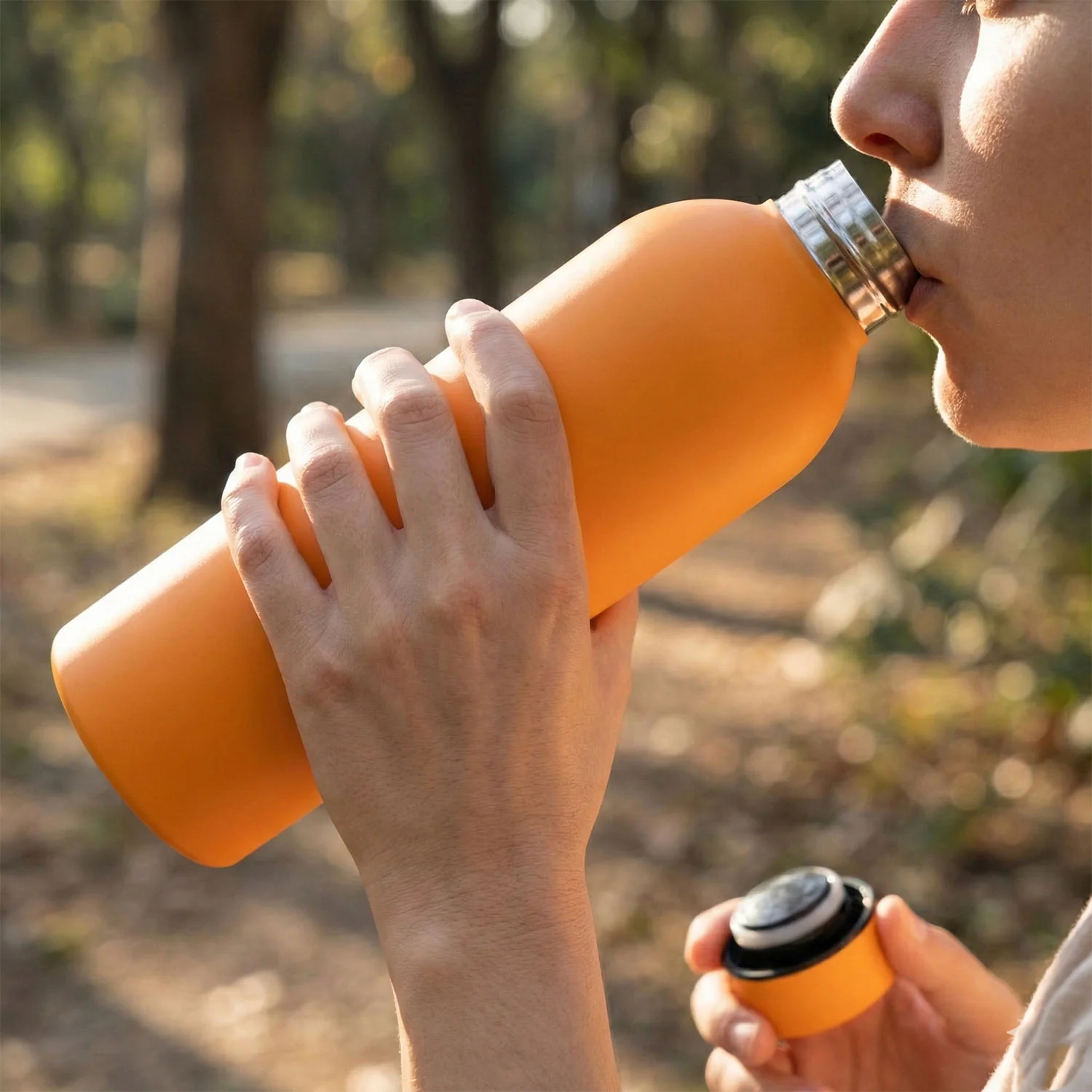 Stainless Steel Double Wall Vacuum-Insulated Drink Water (Orange / 500 ML Approx) - Image 4