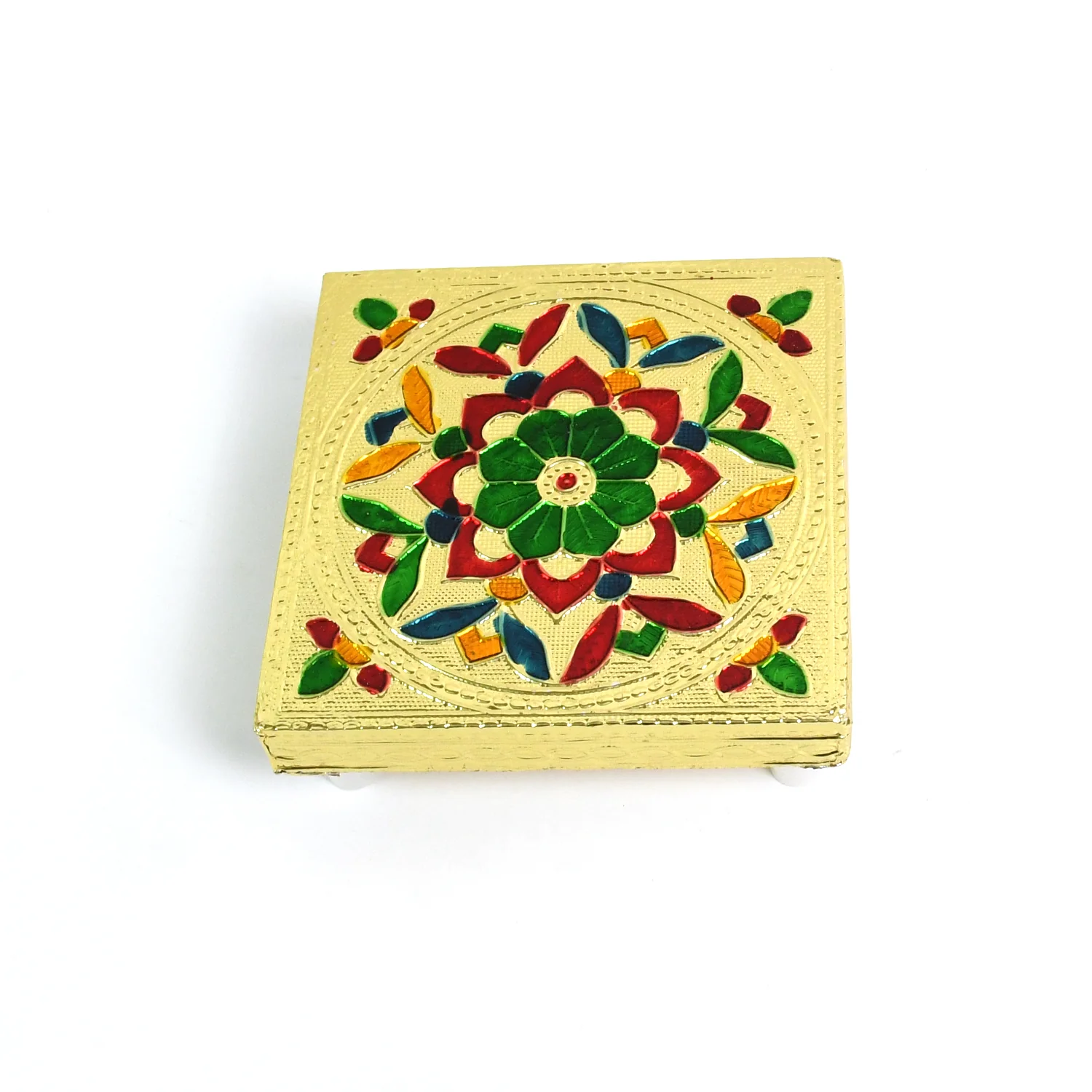 Handicraft Wood Chowki for Pooja , Wooden Bajot (1 Pc / Mix Descign & Color) - Image 6