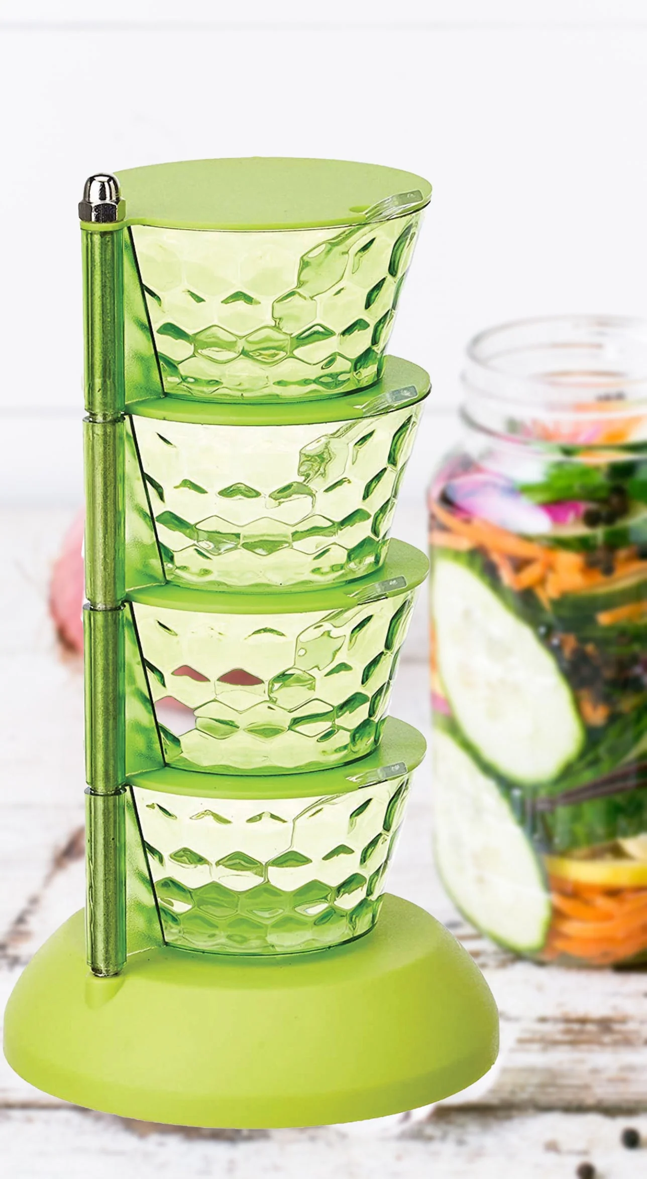 4 in 1 Multipurpose 360 Degree Rotating Pickle Rack Container for Kitchen - Image 4