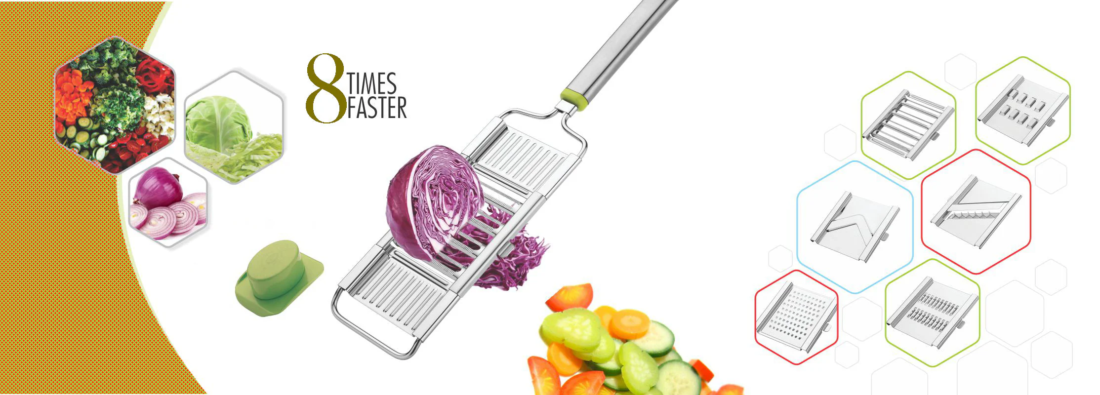 6 in 1 Stainless Steel Kitchen Chips Chopper Cutter Slicer and Grater with Handle - Image 5