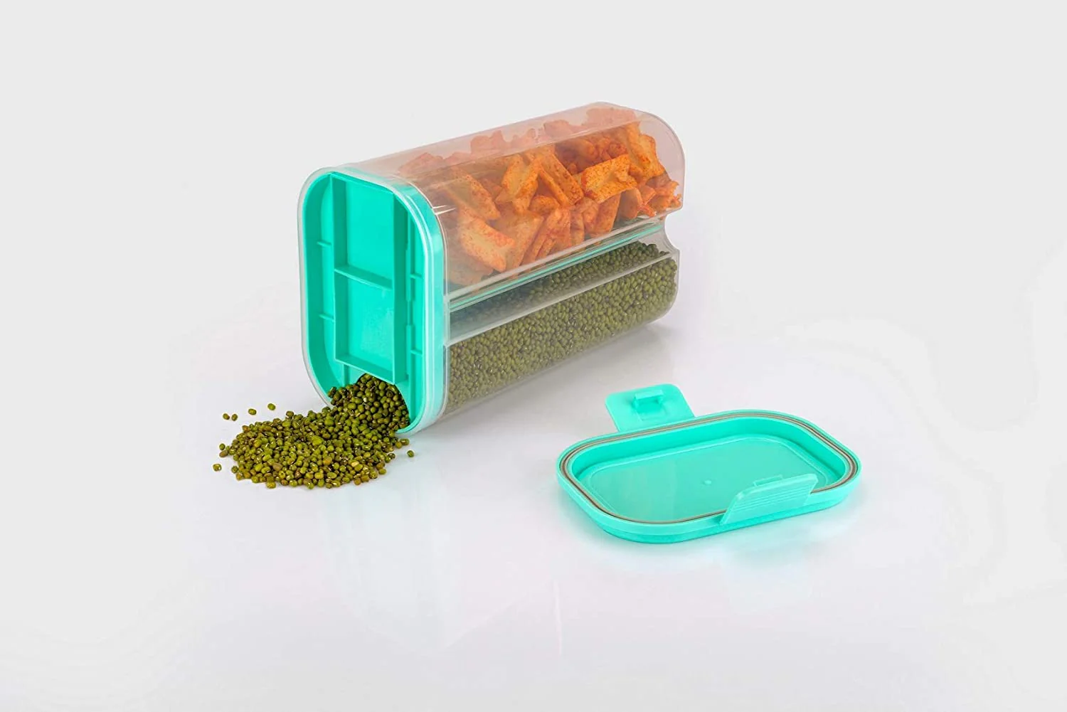 2L Airtight Food Grain Storage Container – 2 Sections - Image 3