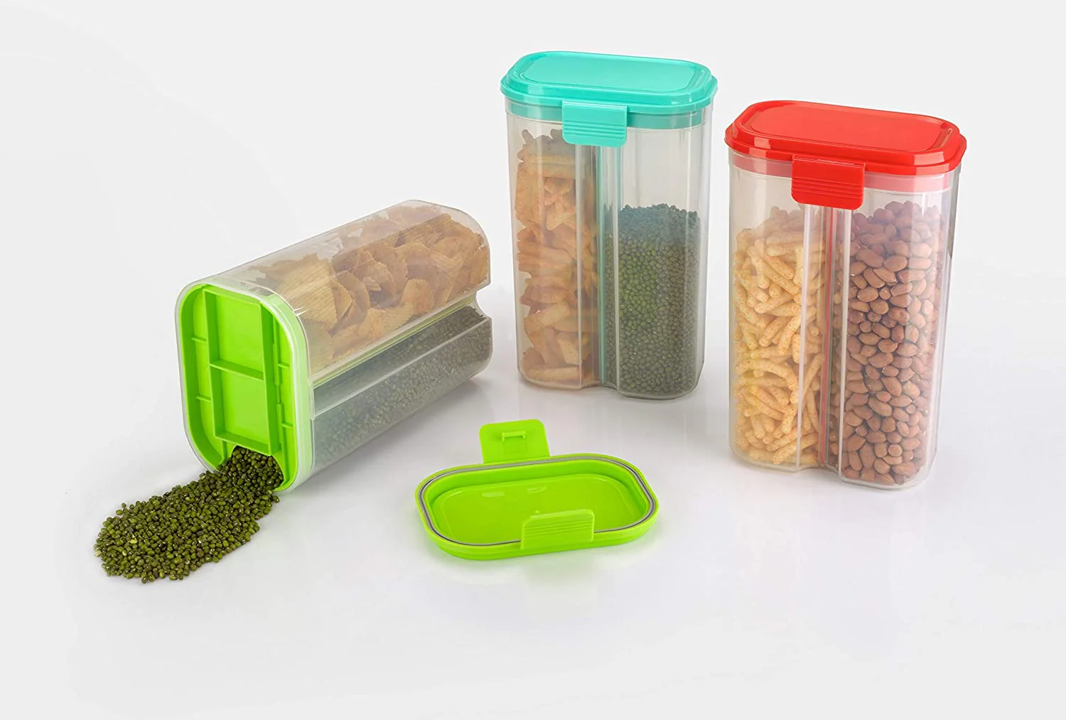 2L Airtight Food Grain Storage Container – 2 Sections - Image 5