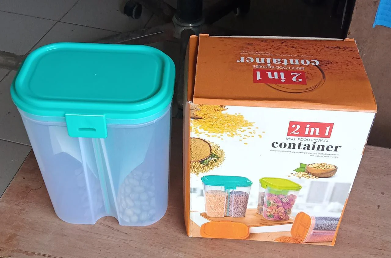 2L Airtight Food Grain Storage Container – 2 Sections - Image 6