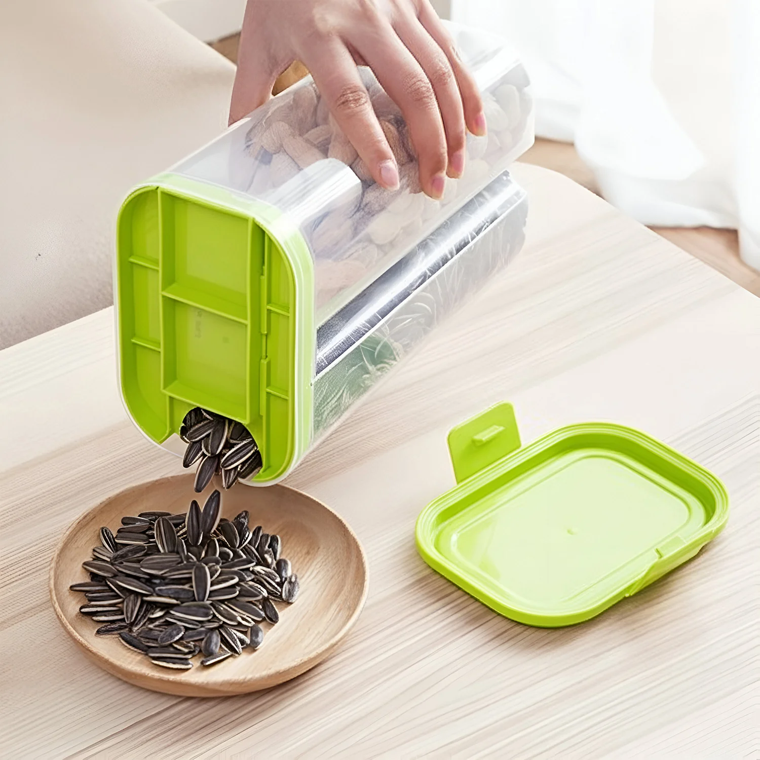 Plastic 2 Sections Air Tight Transparent Food Grain Cereal Storage Container (2 ltr) - Image 4