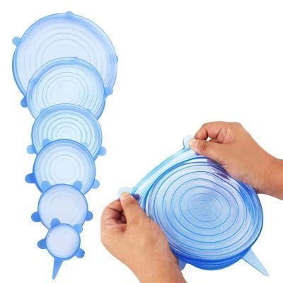 Silicone Stretch Lids  Reusable Microwave Safe Flexible Covers (Set of 6, Loose) - Image 2