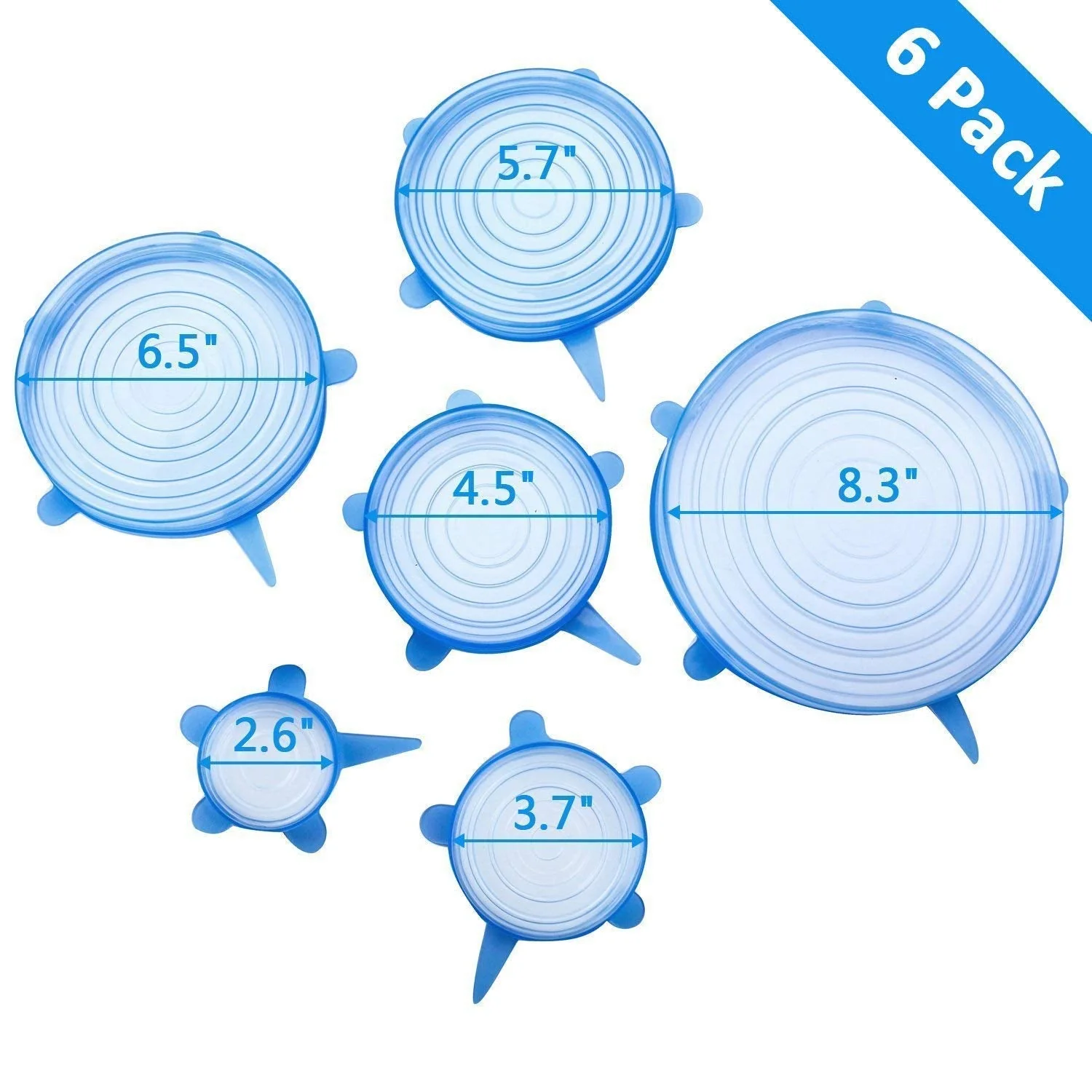 Silicone Stretch Lids  Reusable Microwave Safe Flexible Covers (Set of 6, Loose) - Image 6
