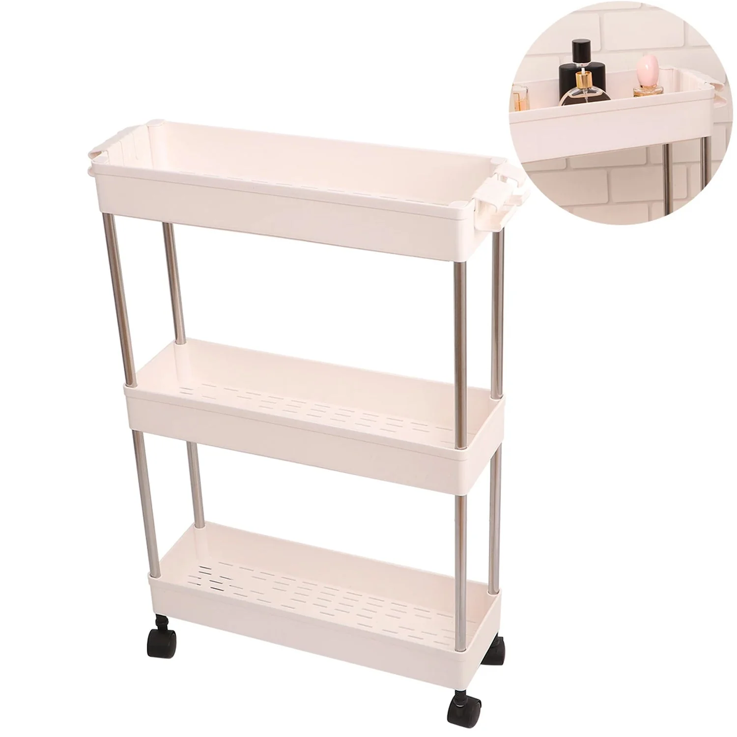 Plastic 4 Layer Folding Trolly Storage Organizer Kitchen Rack - Image 7