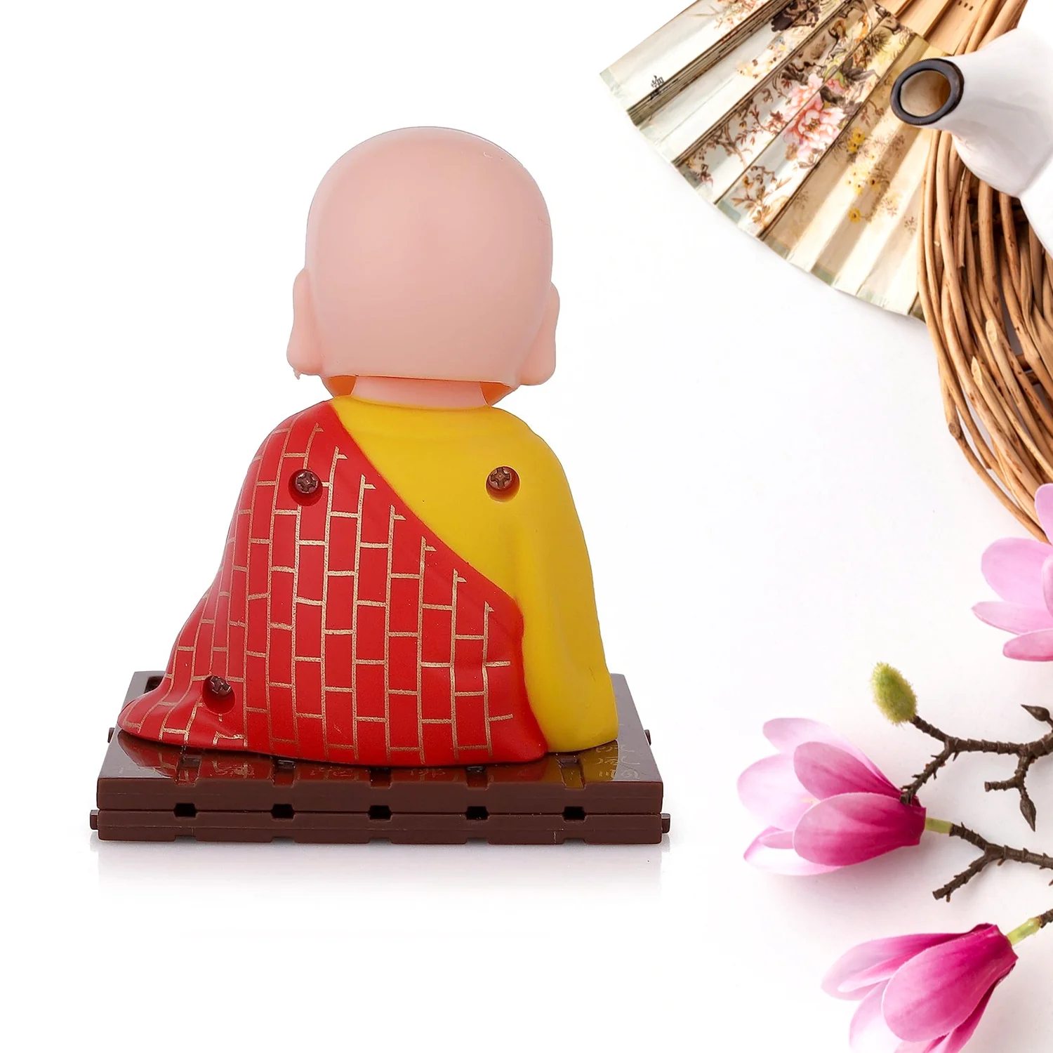 Red Solar Powered Sitting Buddha Statue (1 Pc / Medium) - Image 9