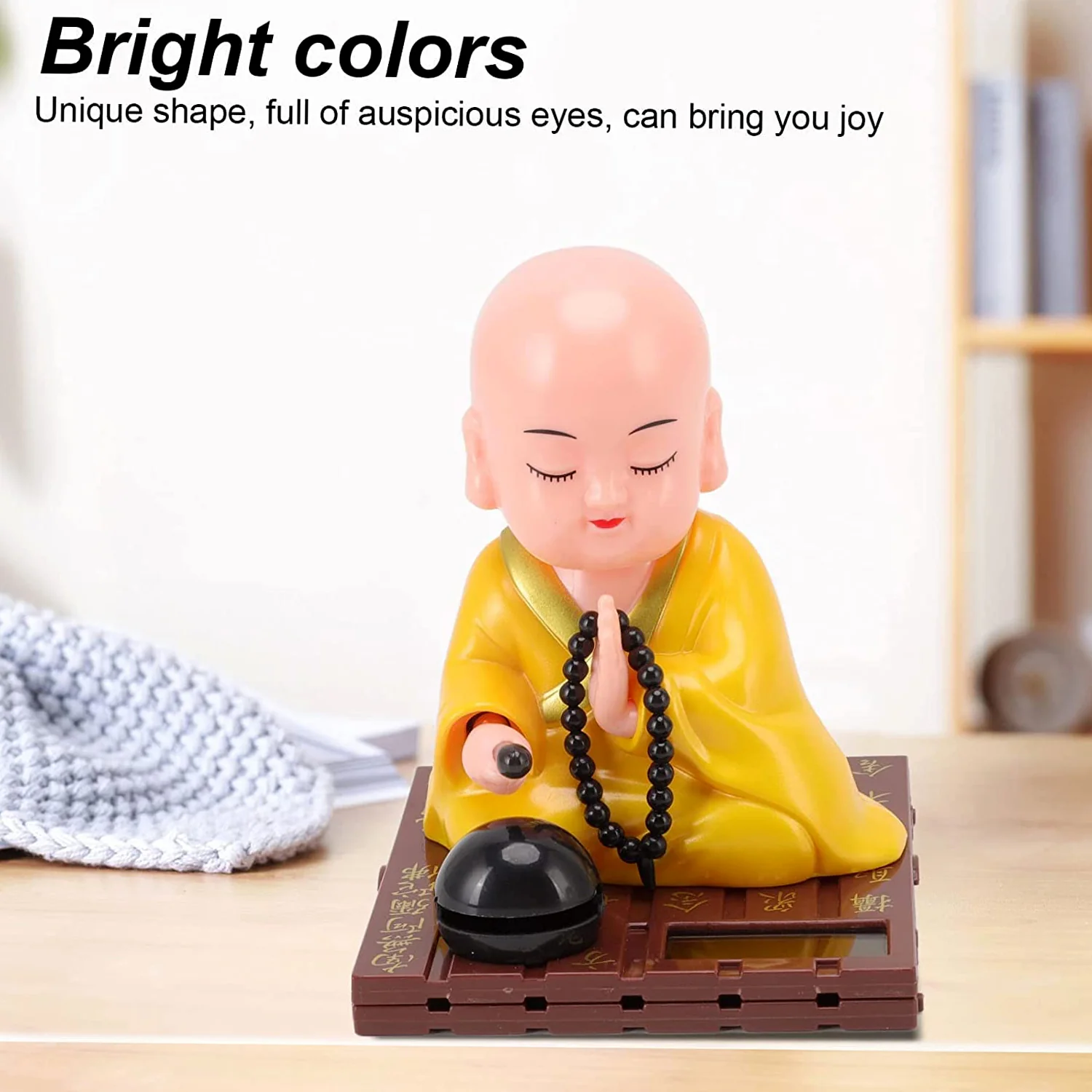 Yellow Solar Powered Sitting Buddha Statue (1 Pc / Medium) - Image 4