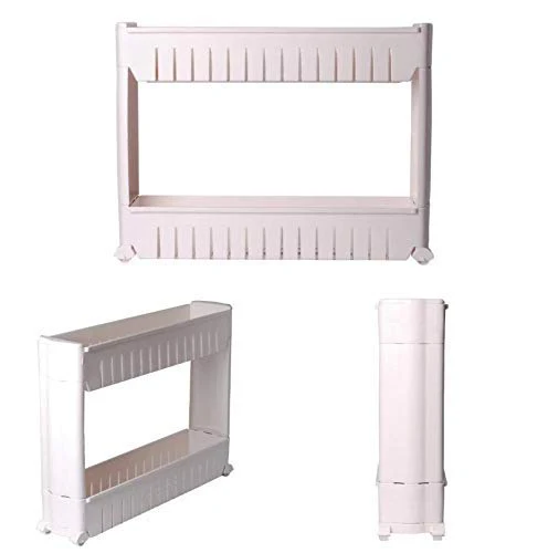 Multipurpose 2 Layer Slim Side Space Saving Storage Organizer Rack Shelf - Image 8