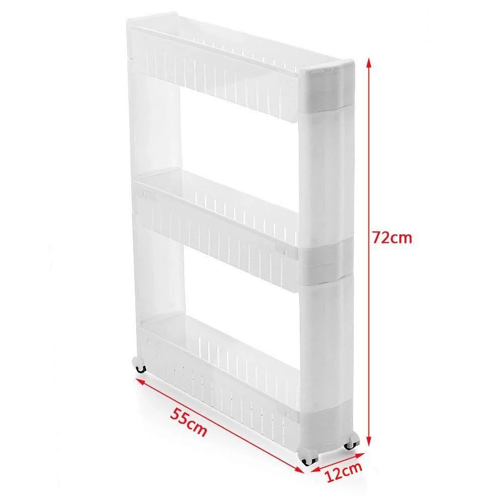 Multipurpose 3 Layer Slim Side Space Saving Storage Organizer Rack Shelf - Image 3