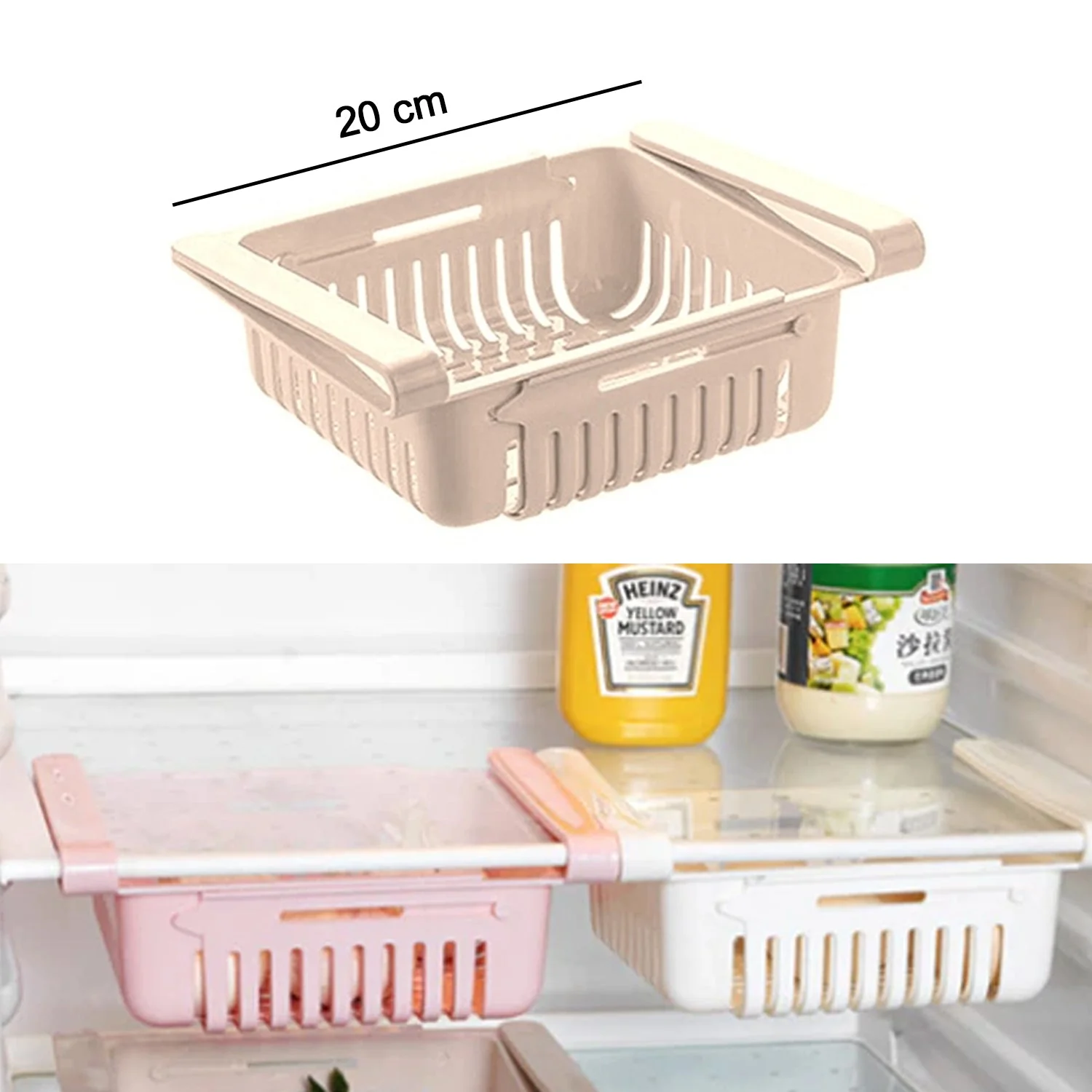 EXPANDABLE ADJUSTABLE MULTIPURPOSE FRIDGE STORAGE BASKET ( 2 pc ) - Image 6