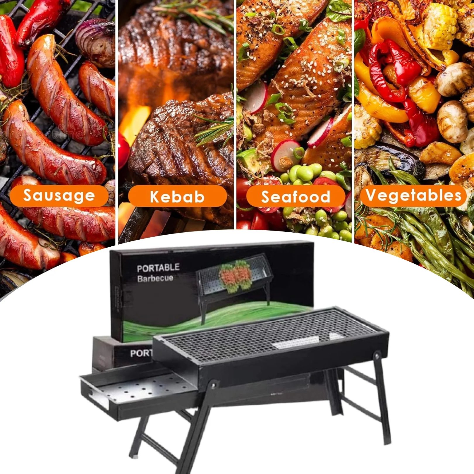 Folding Portable Barbeque BBQ Grill Set for Outdoor and Home - Image 2