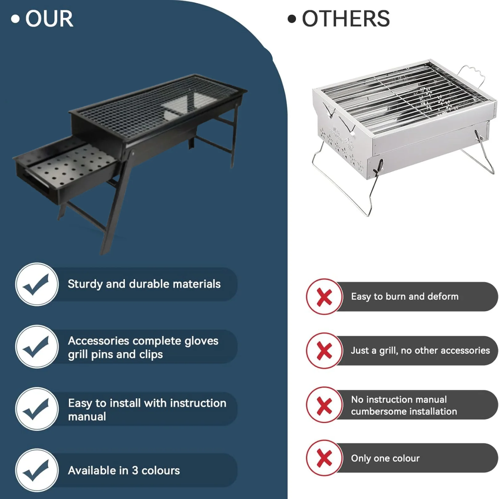 Folding Portable Barbeque BBQ Grill Set for Outdoor and Home - Image 4