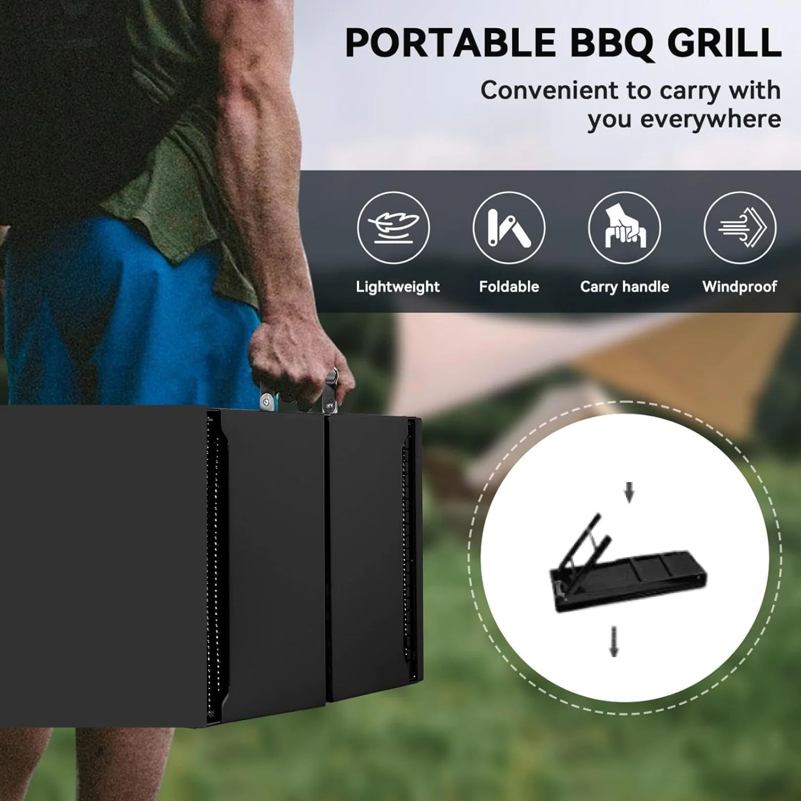 Folding Portable Barbeque BBQ Grill Set for Outdoor and Home - Image 5