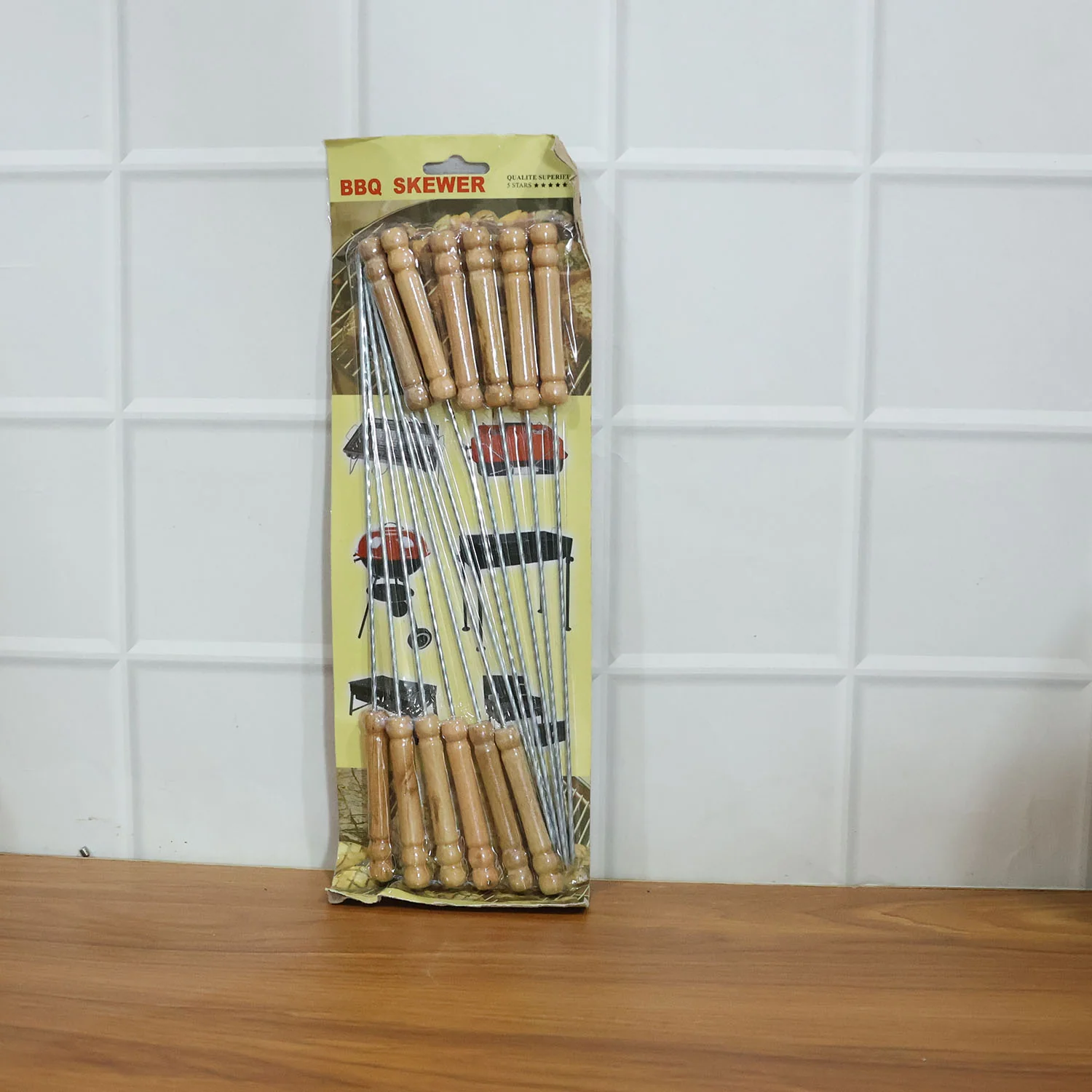 Barbecue Skewers for BBQ Tandoor and Gril with Wooden Handle - Pack of 12 - Image 7
