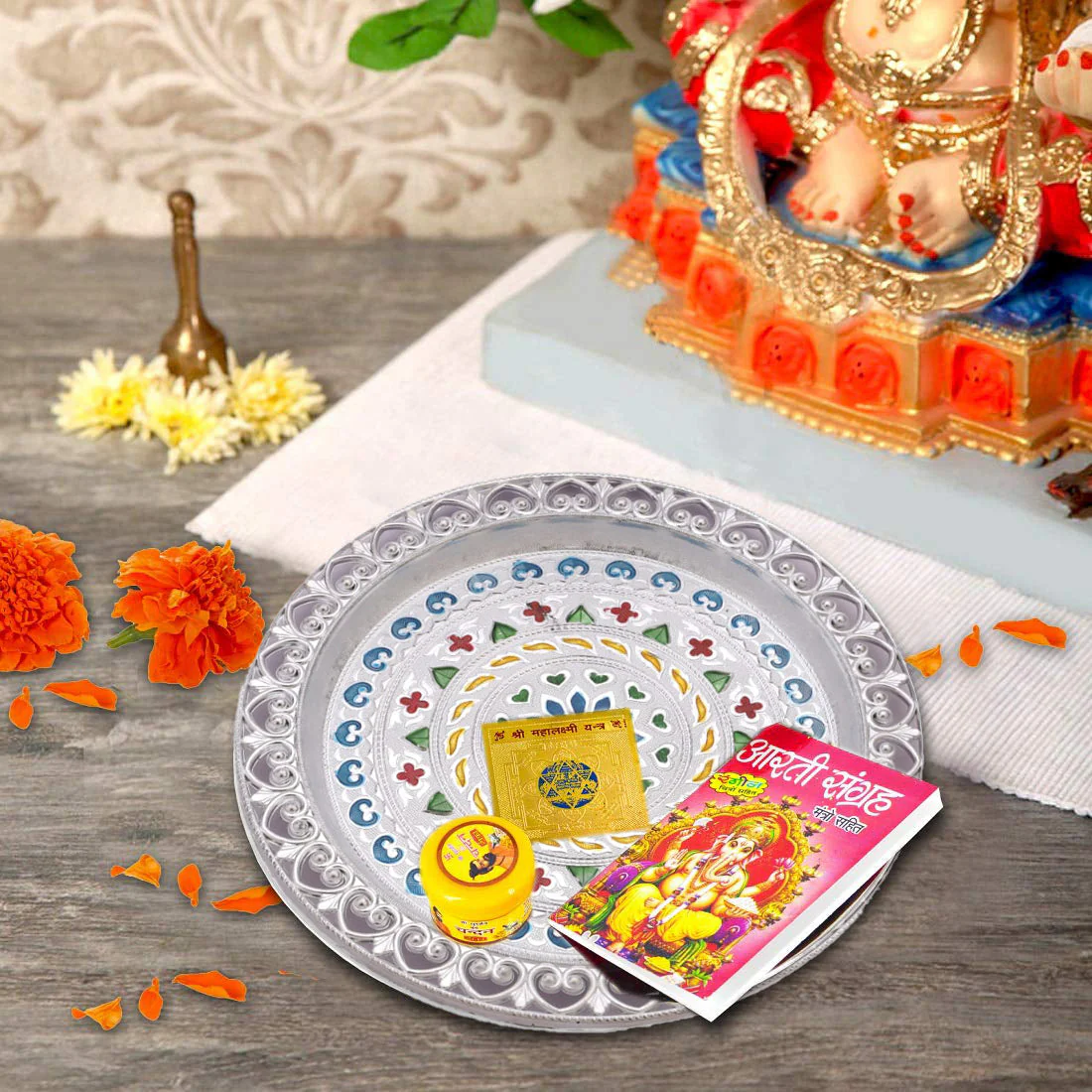 Silver Plated Pooja Thali - Image 3