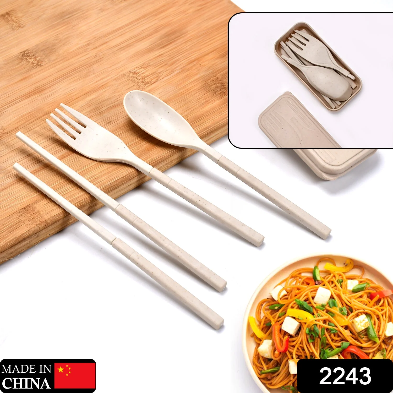 Spoon, Fork, Chopsticks Dinnerware Set 3 Pc - Image 2