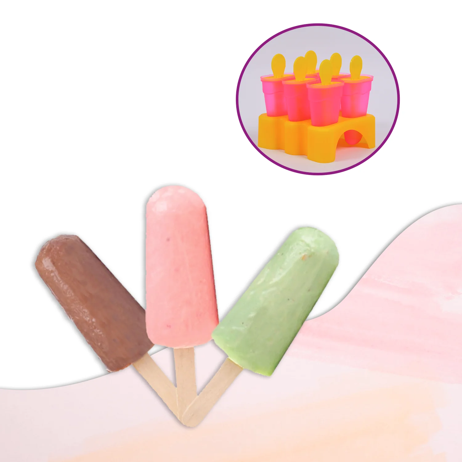 Kulfi Maker Moulds Set Plastic Homemade Kulfi Mould 6pcs Set For Freezer Use - Image 8