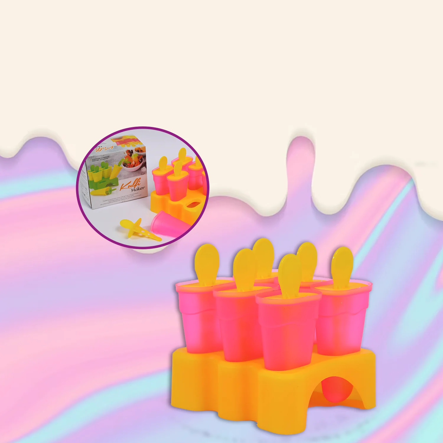 Kulfi Maker Moulds Set Plastic Homemade Kulfi Mould 6pcs Set For Freezer Use - Image 9