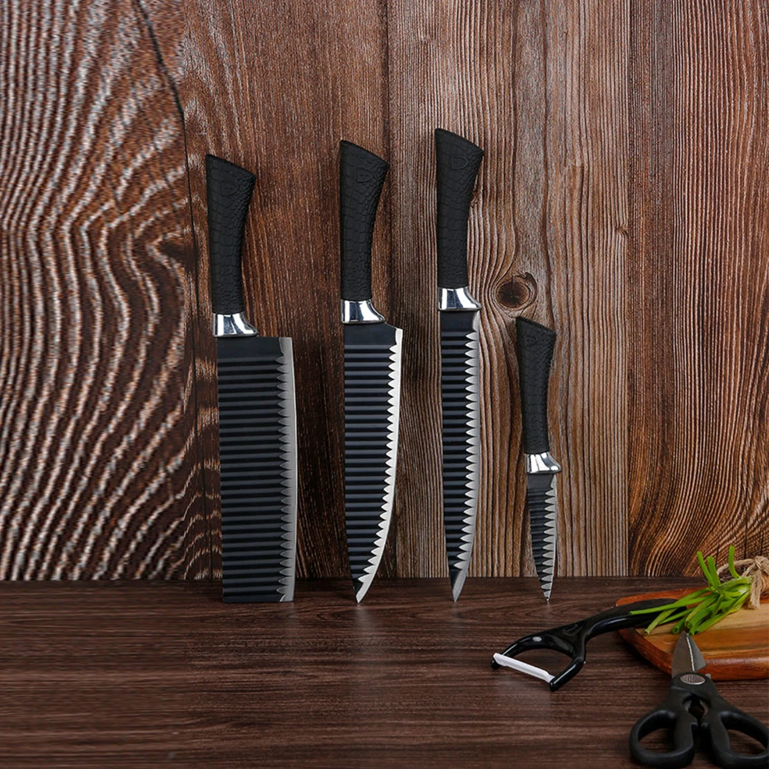 Stainless Steel Knife Set With Chef Peeler And Scissor (6 Pieces) - Image 3