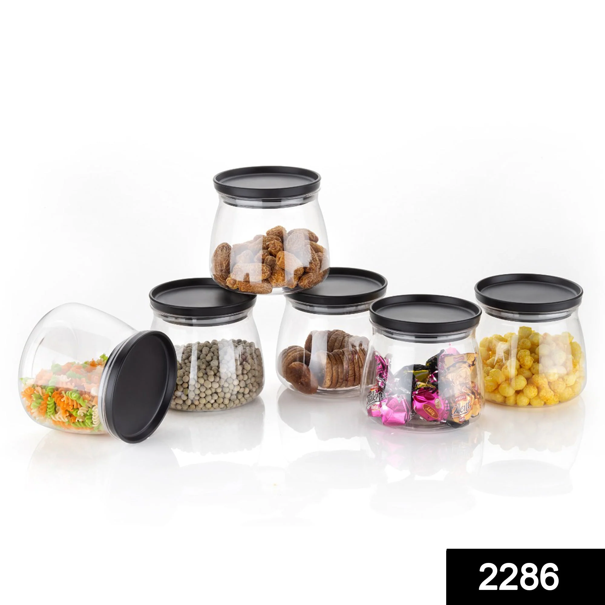 Matka Shaped Jar with Air Tight & Leak Proof Lid (Multicolour) (Set of 6) (900Ml) - Image 8