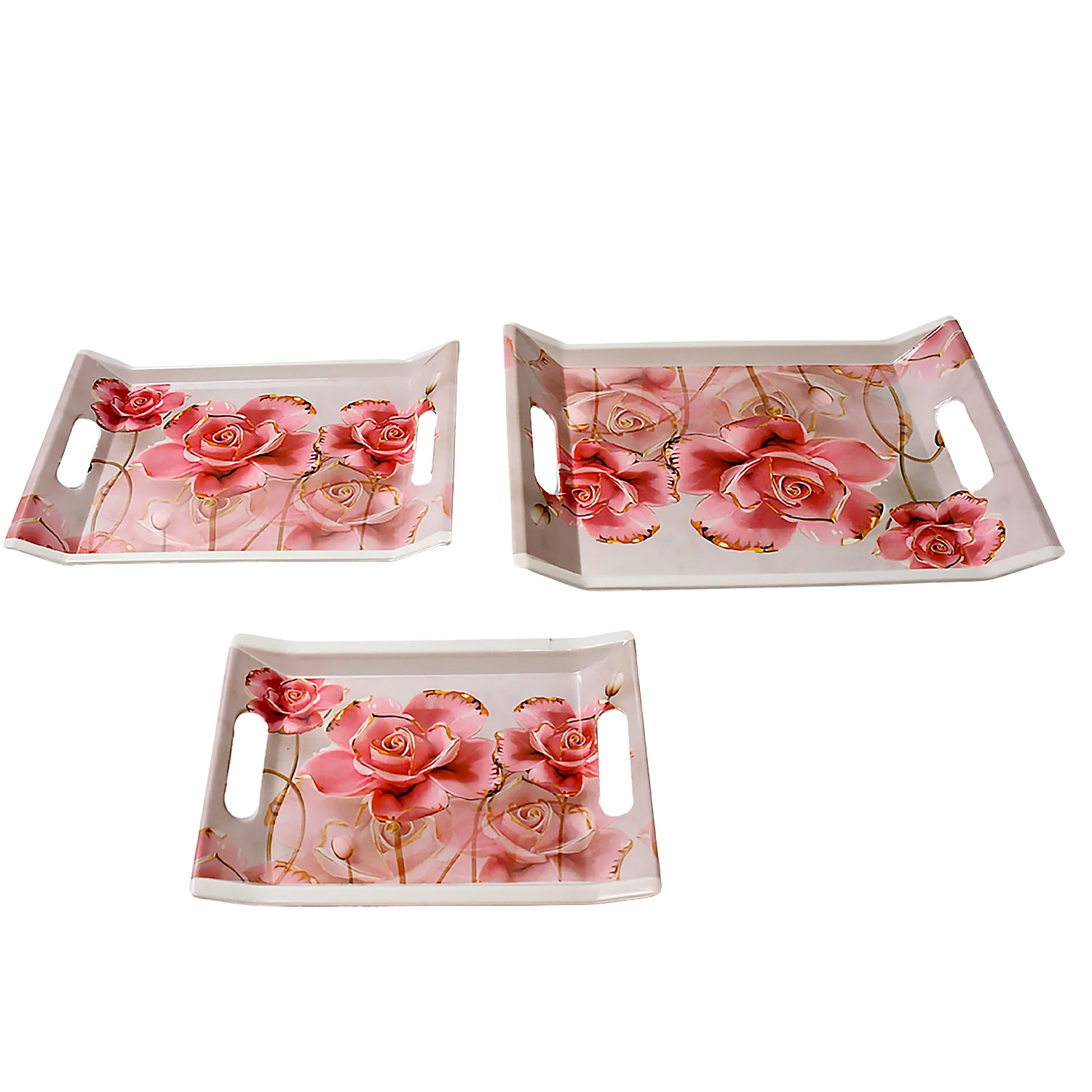 Plastic Rectangular Serving Tray Set – Printed Design Trays for Home & Kitchen - Image 4