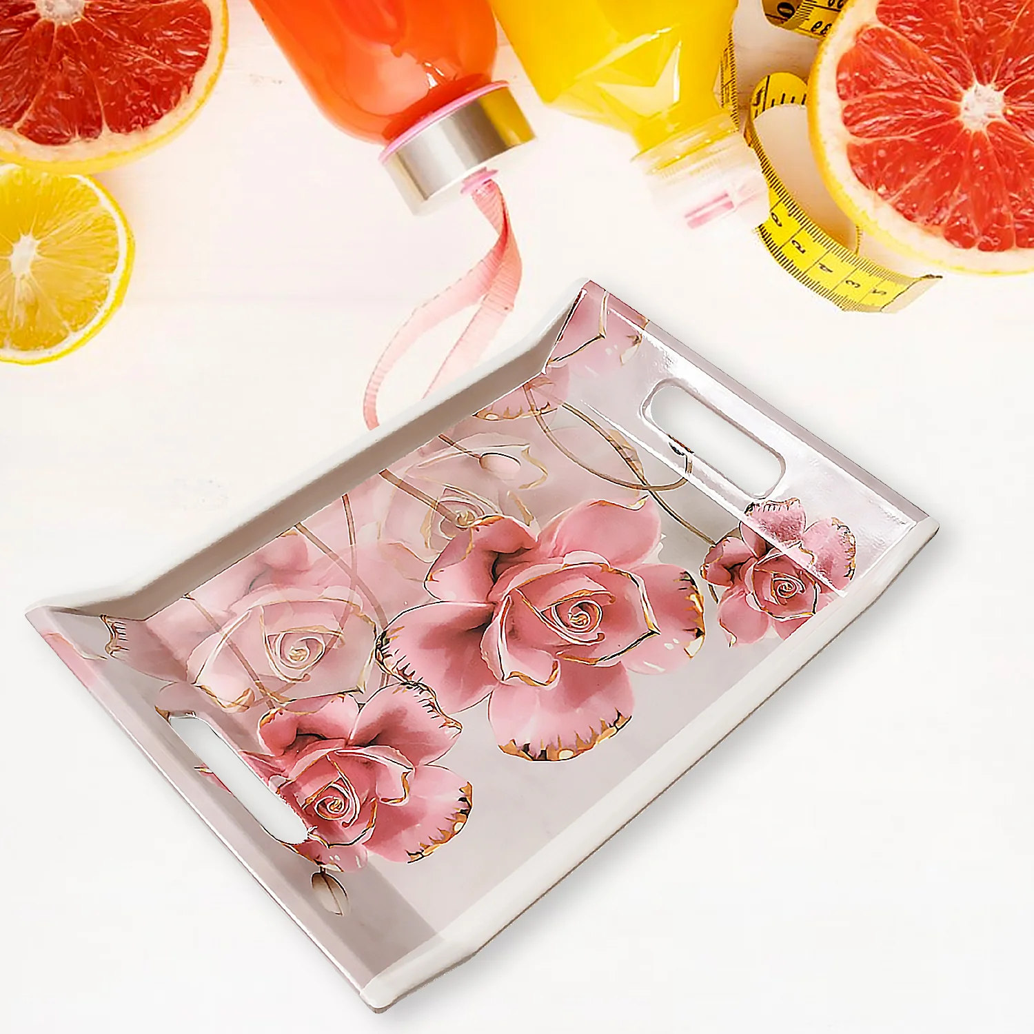 Plastic Rectangular Serving Tray Set – Printed Design Trays for Home & Kitchen - Image 5