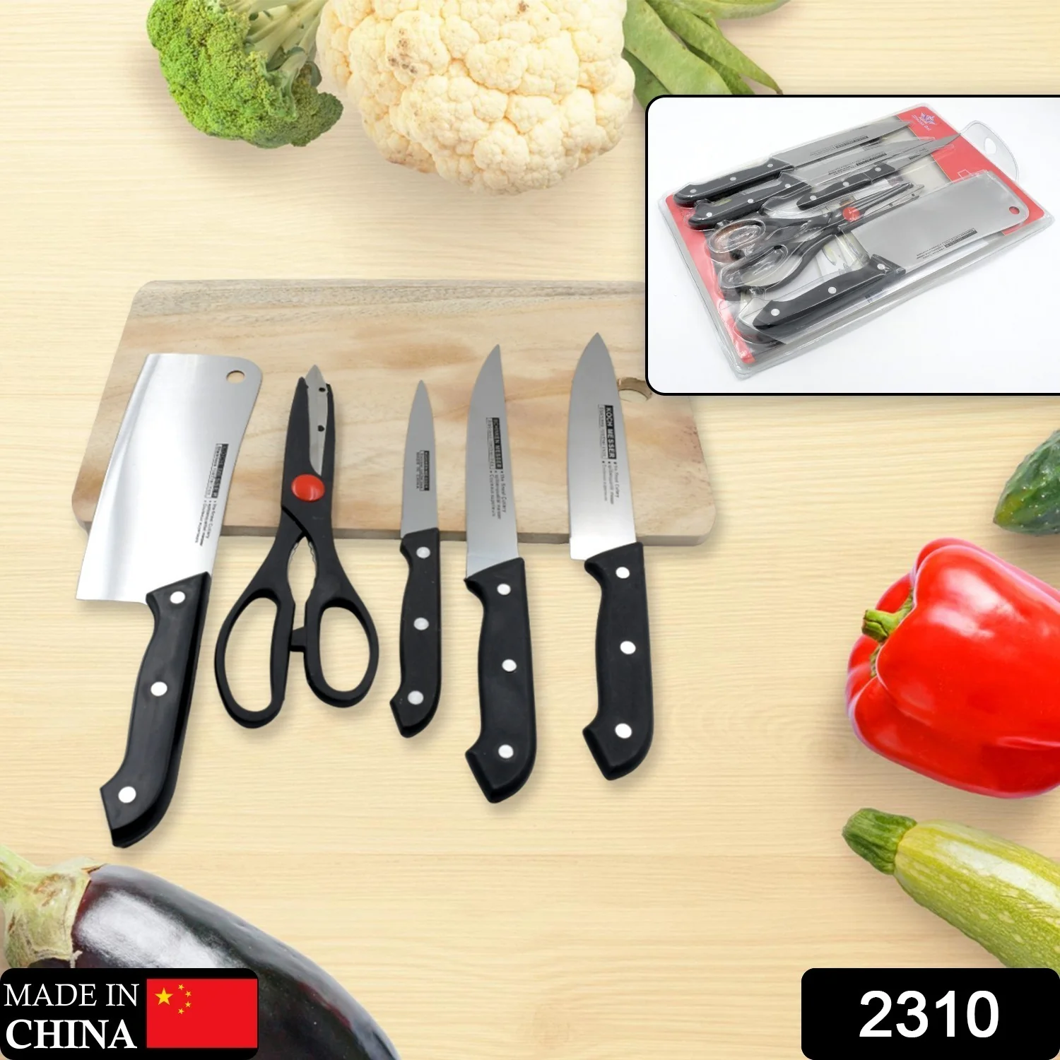Stainless Steel 6 Piece Kitchen Knife Knives Set For Home Restaurant - Image 2